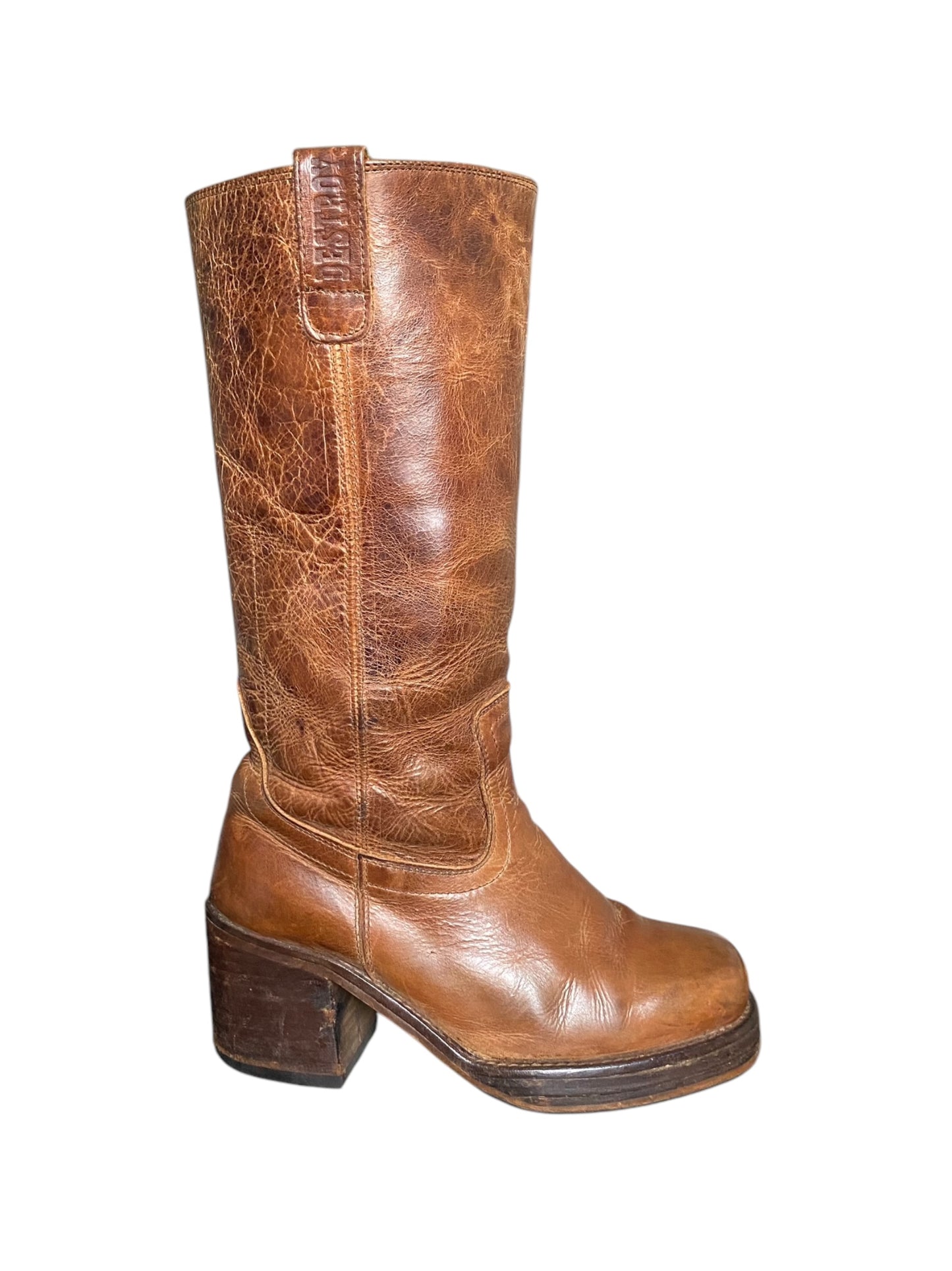 Vintage Destroy block platform leather boots size 36