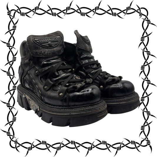 Vintage Gordon Jack black leather platform boots