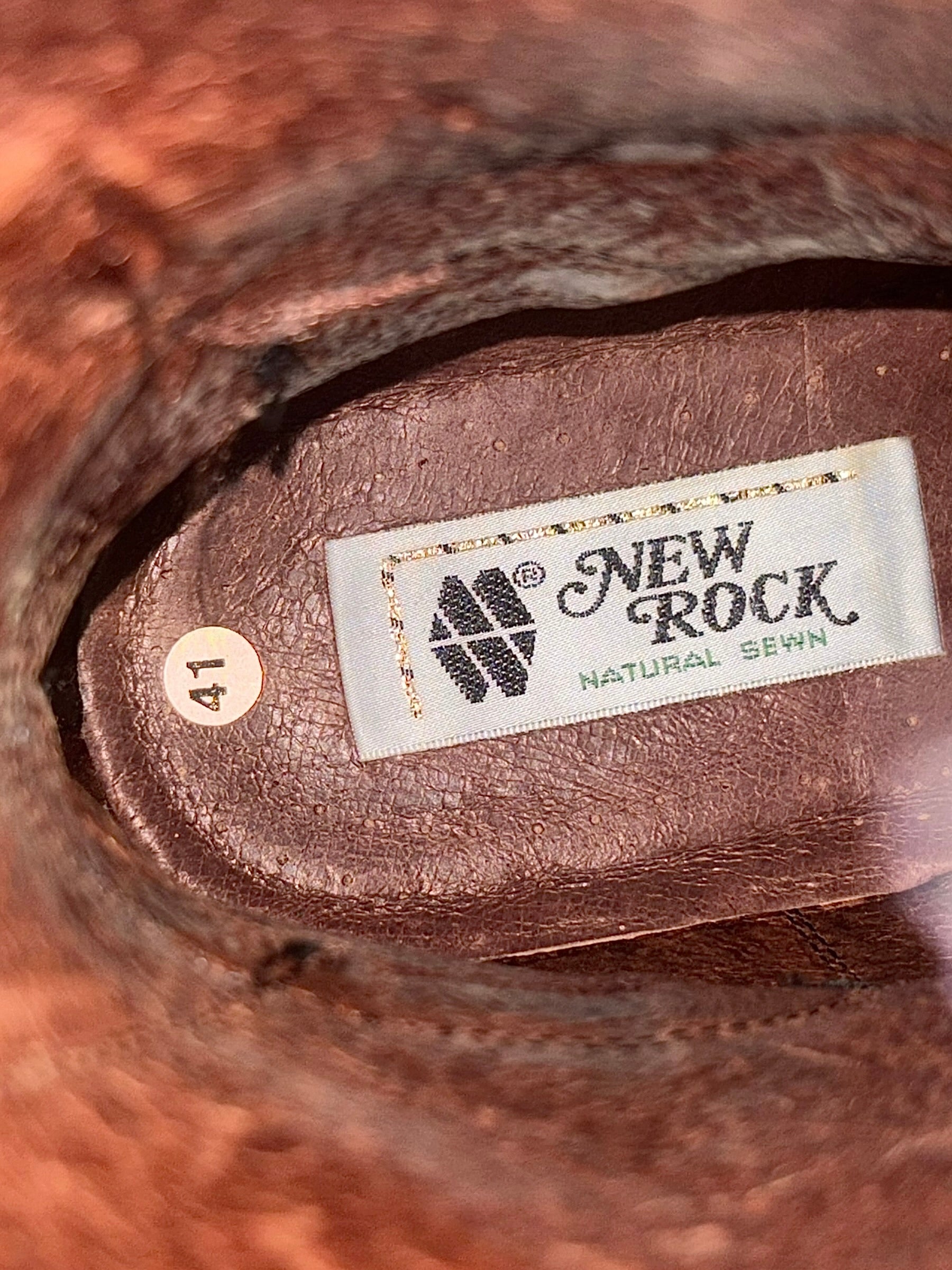 Vintage New Rock buckled raised-heel mid-calf leather boots size 41