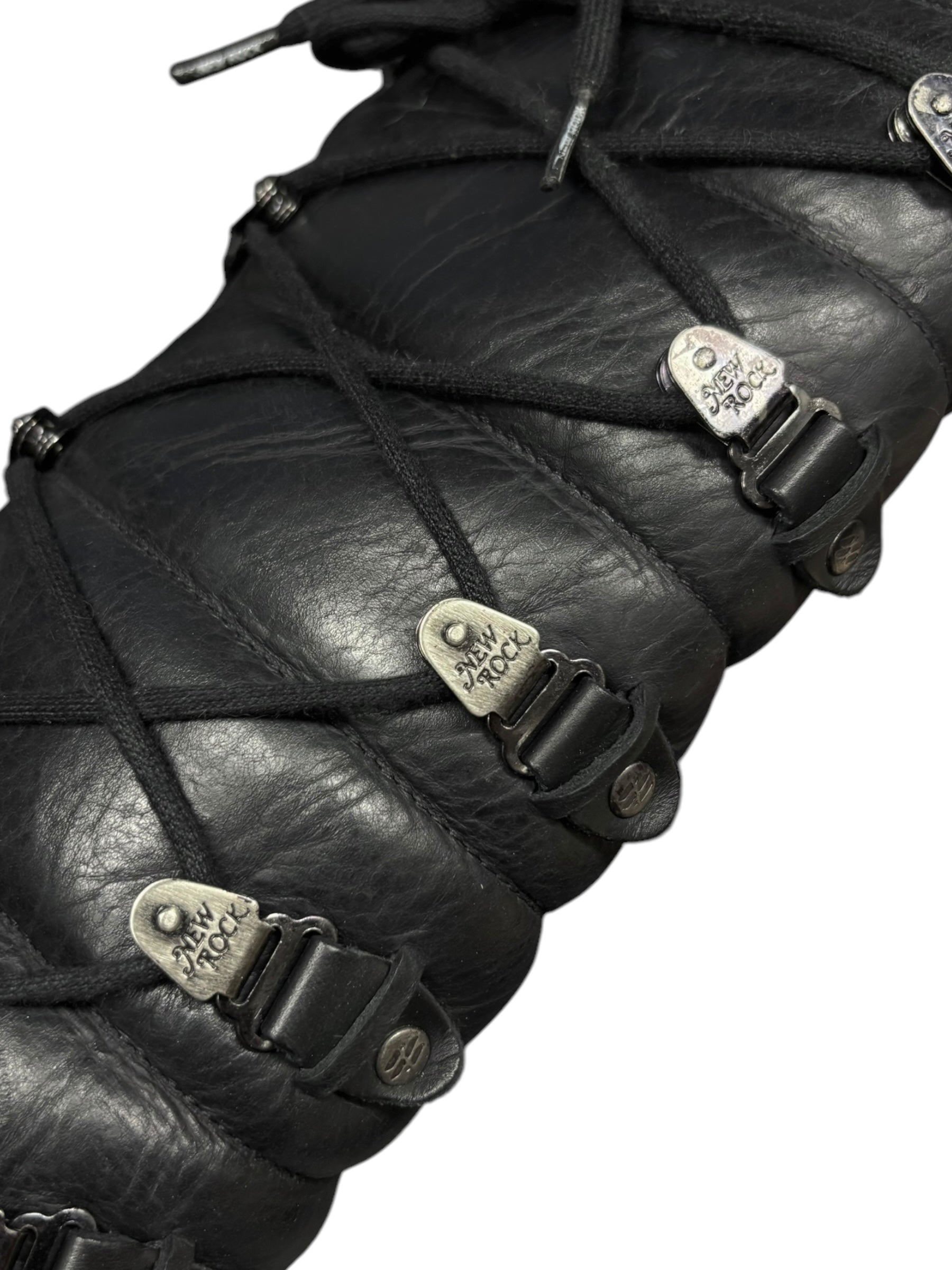 Vintage New Rock lace up leather boots size 44