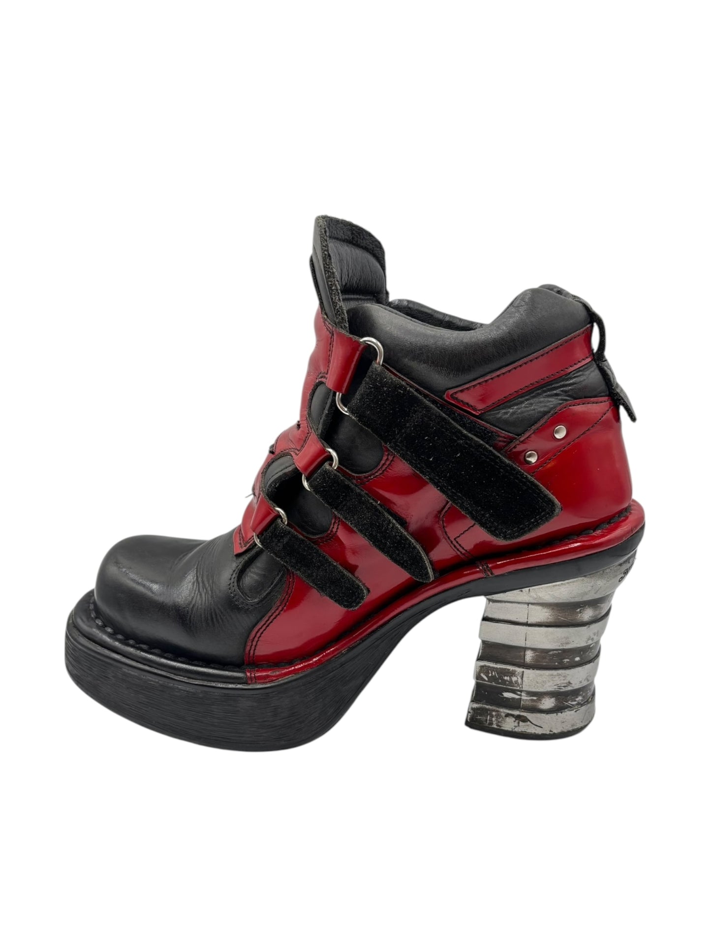 Vintage New Rock black and red leather heels size 37