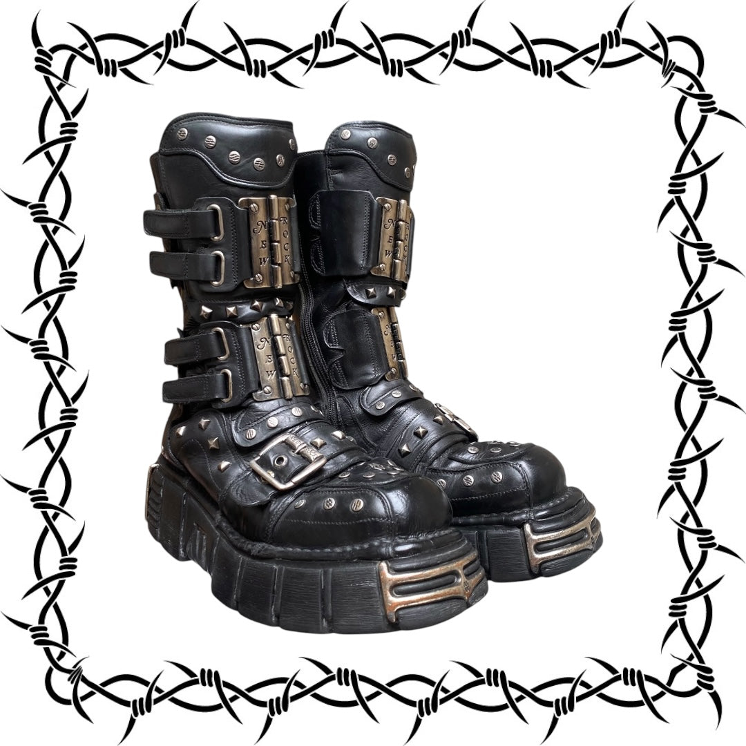 Vintage New Rock studded platform boots size 42
