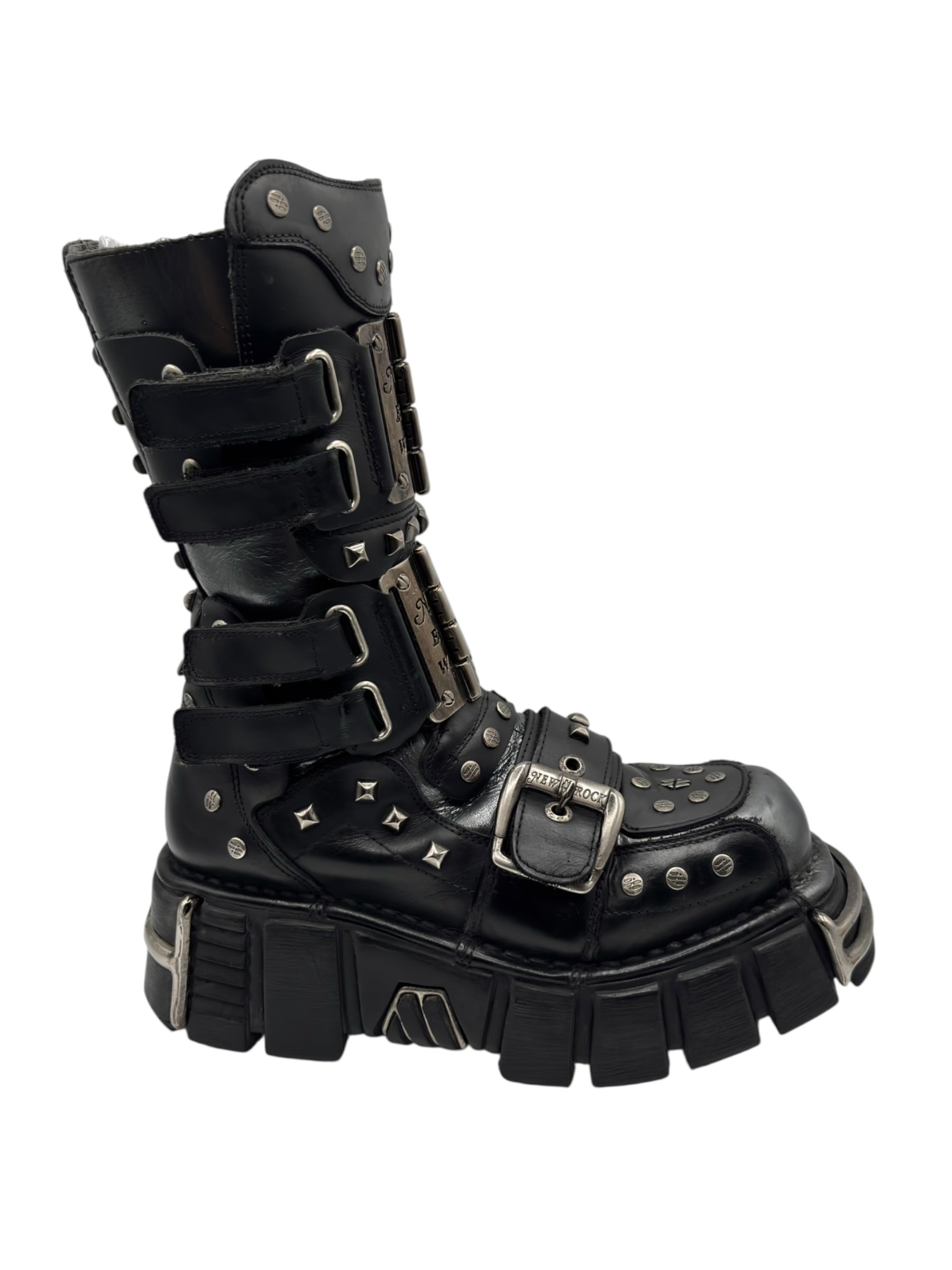 Vintage New Rock studded mid-calf platform boots size 39