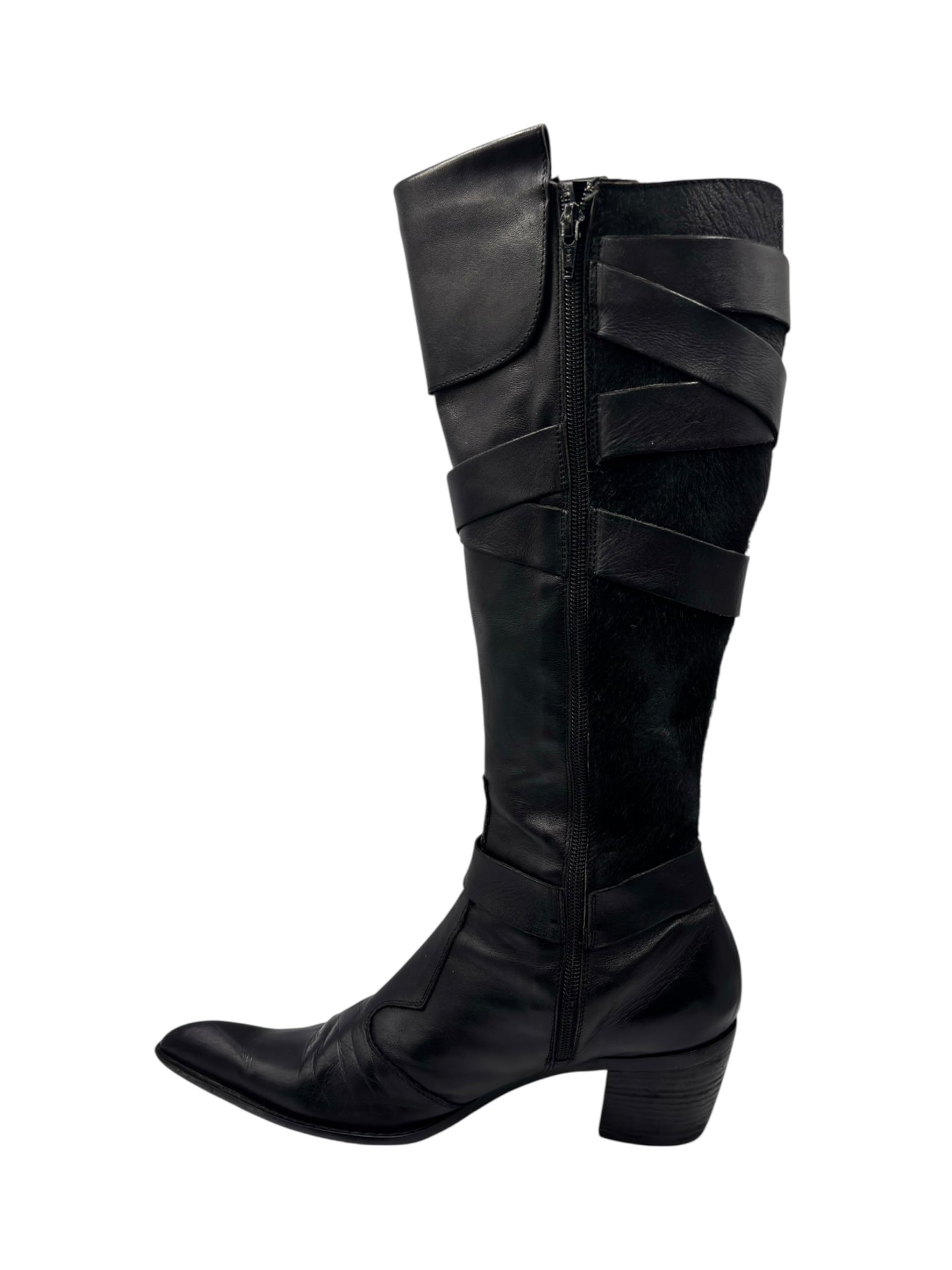 Beautiful vintage El Dantes black leather pointy boots size 39