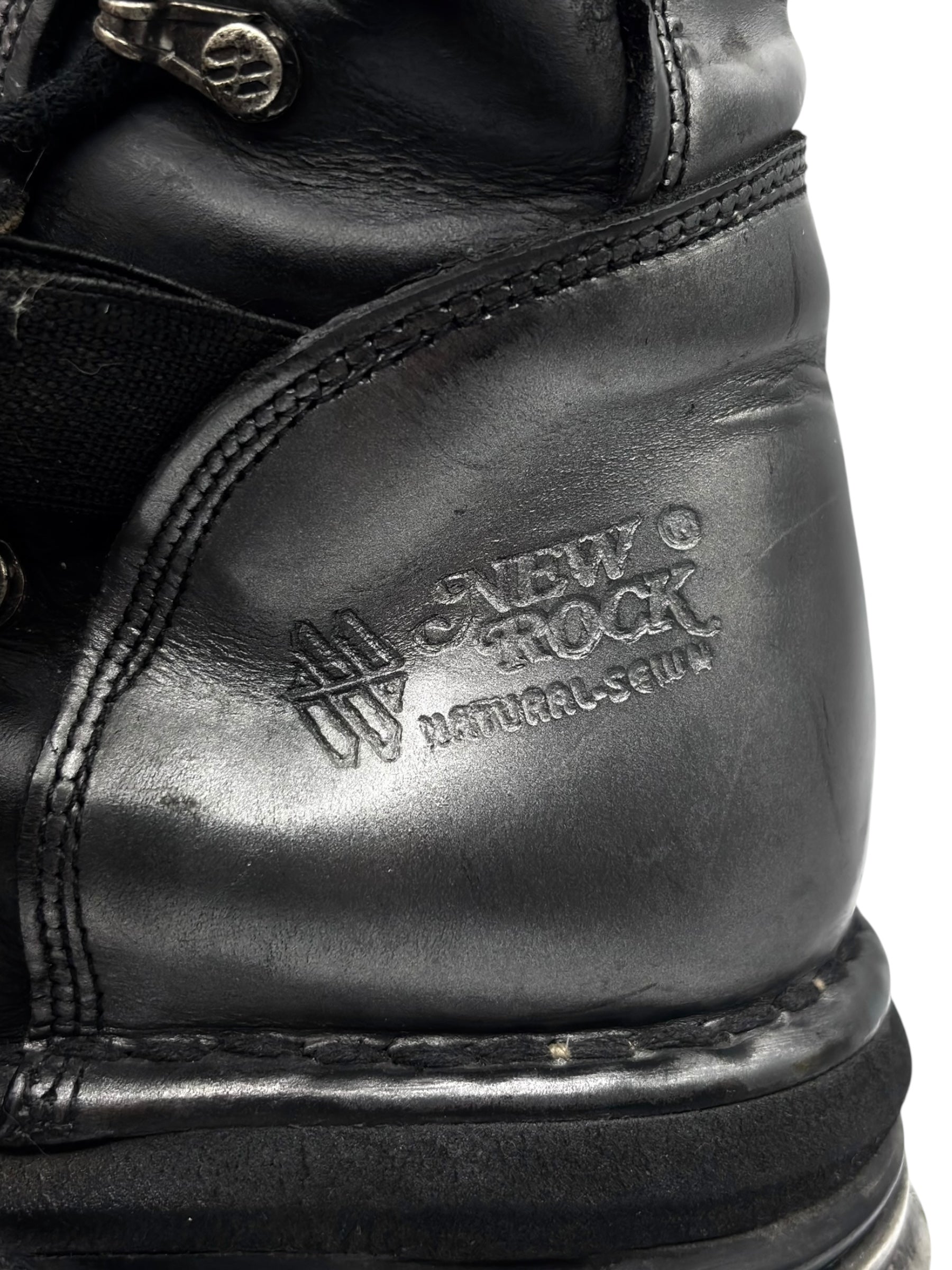 Vintage New Rock grey mid-calf leather reactor boots size 42