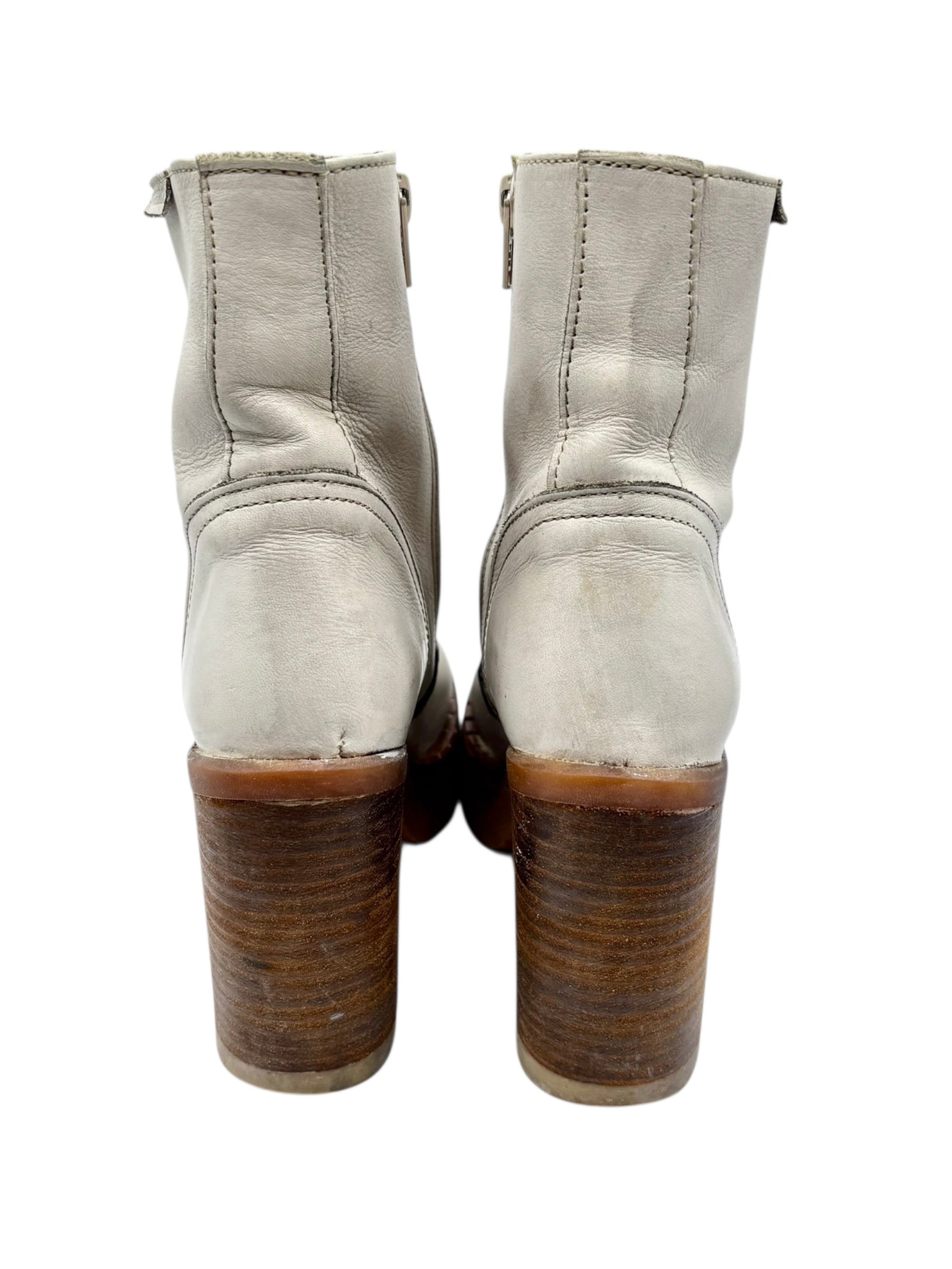 Beautiful vintage 90s Destroy ankle cream block platform boots size 35