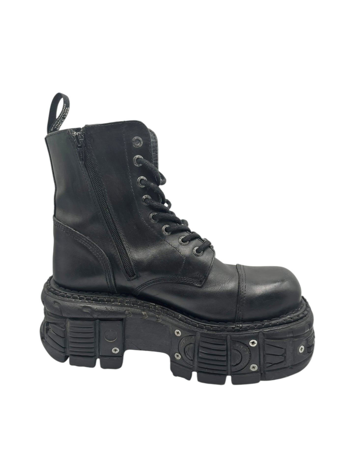 Vintage New Rock techno leather platform boots size 42