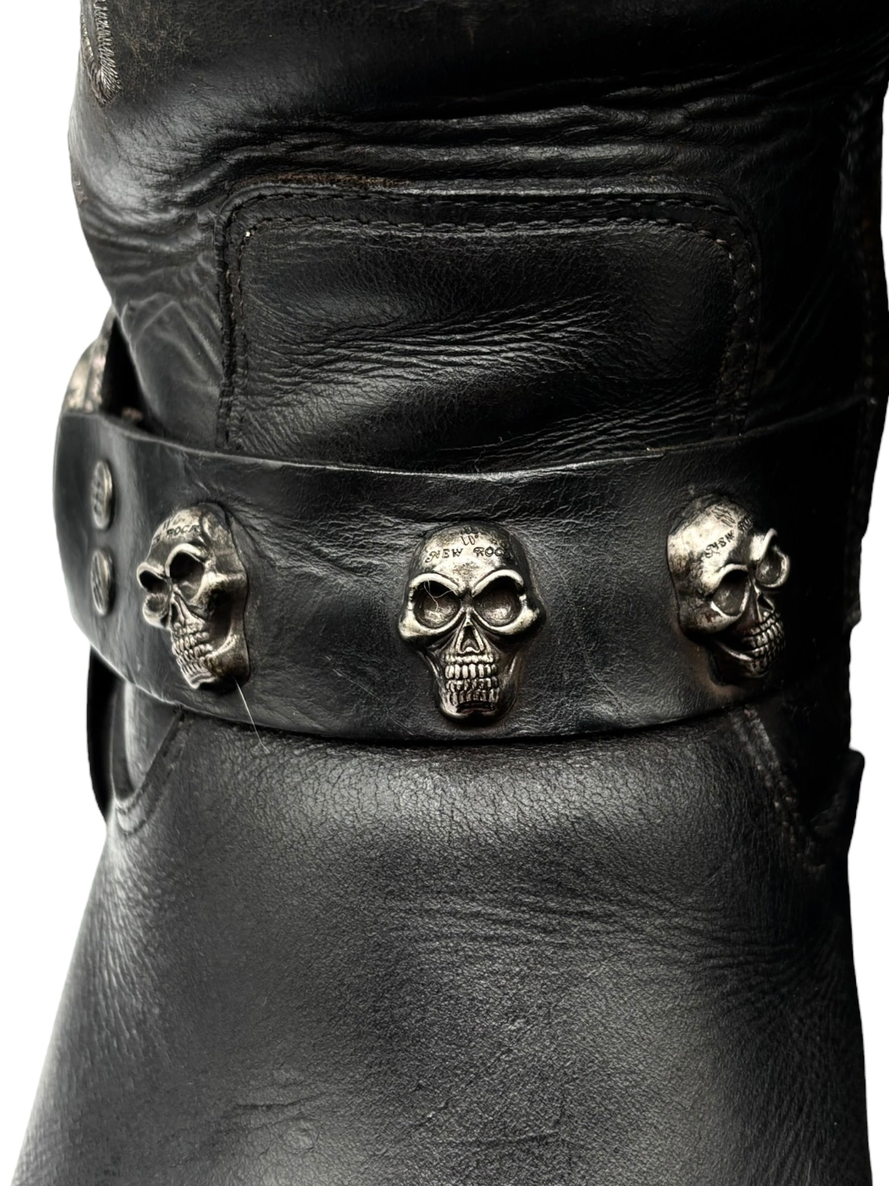 Vintage New Rock leather biker boots size 44