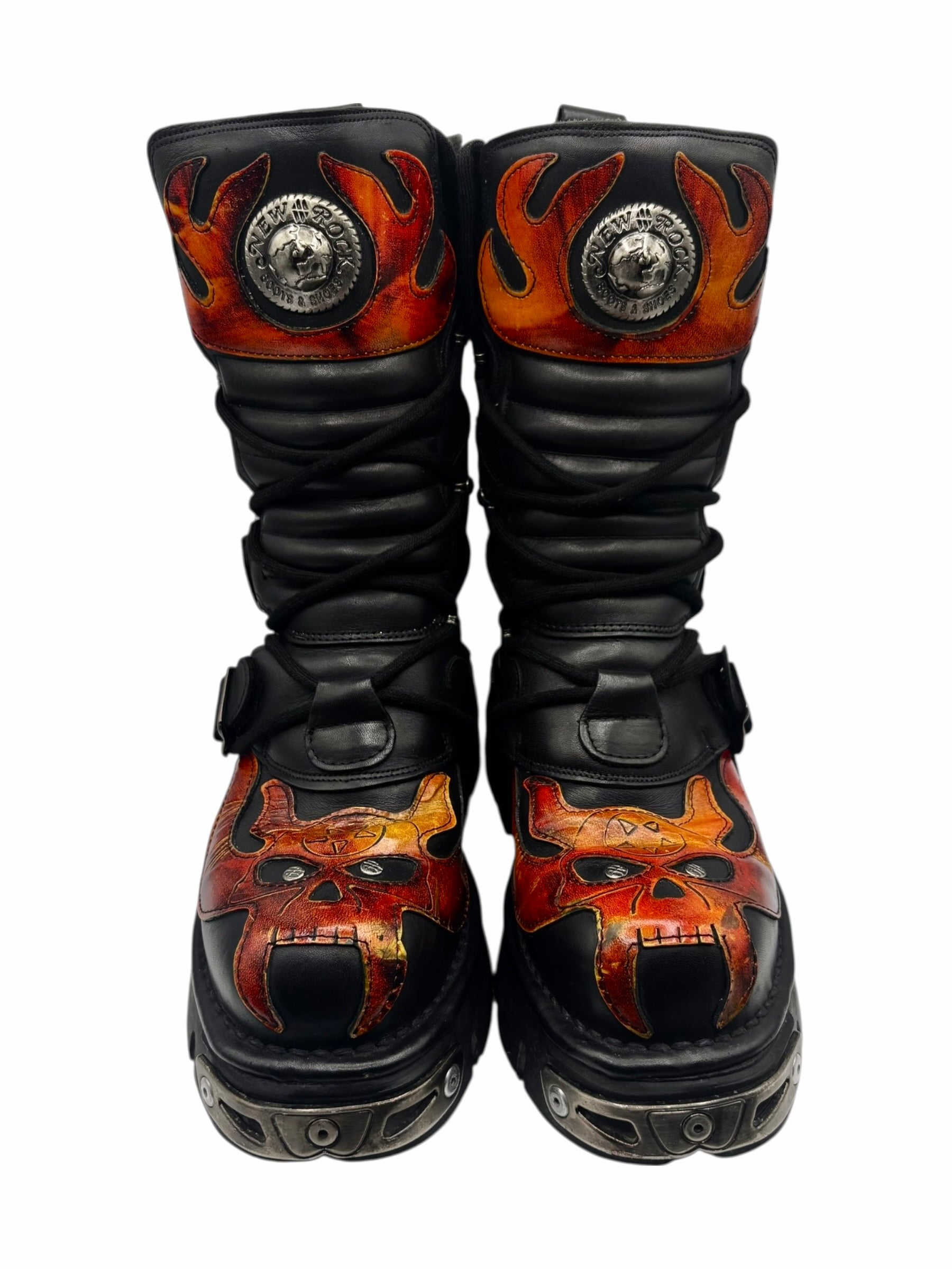 Vintage New Rock mid-calf flame reactor boots size 42