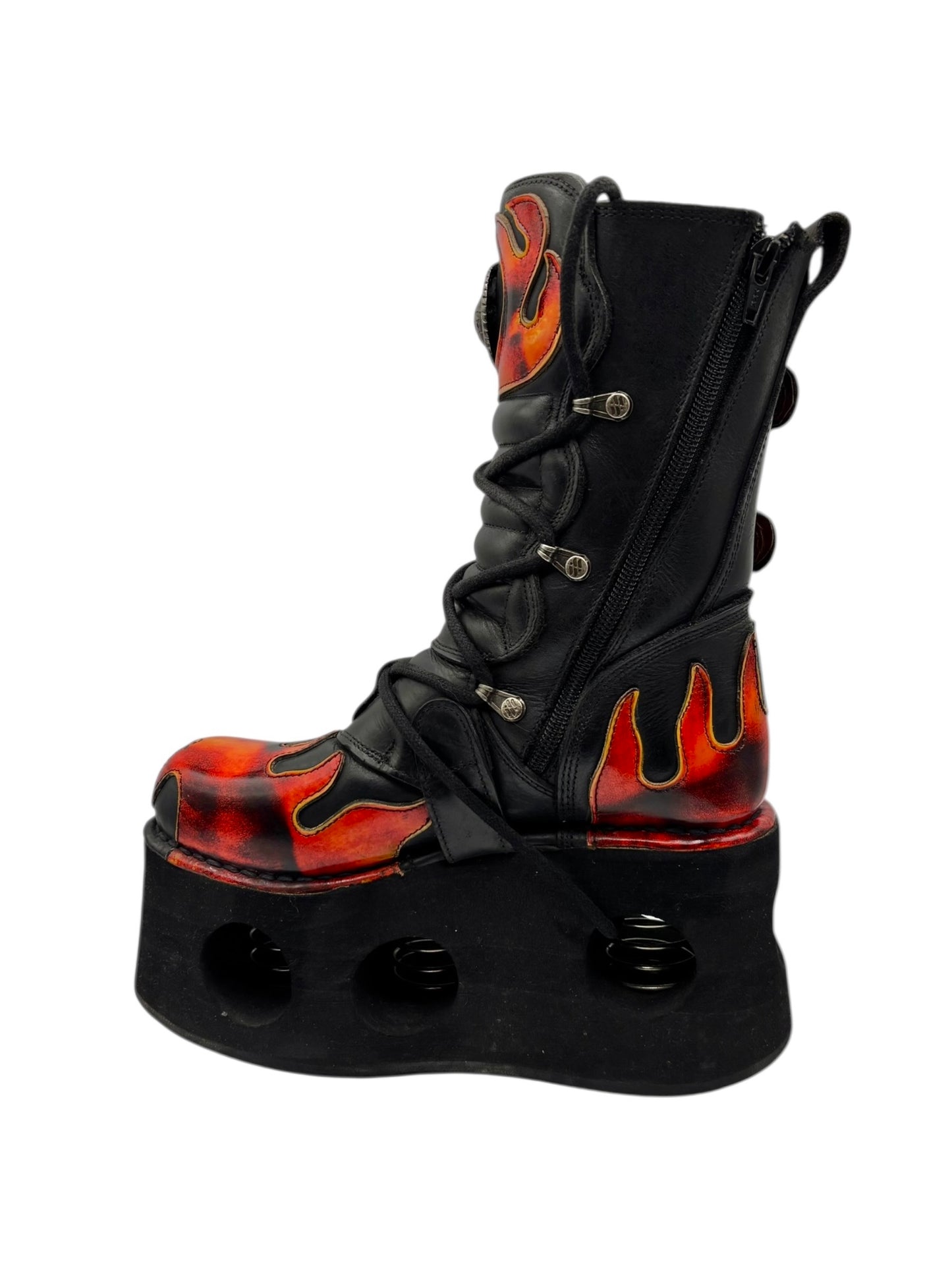 Vintage 90s New Rock flame neptuno platform boots size 38