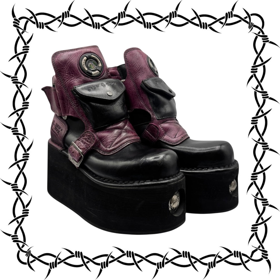 Vintage 90s New Rock neptuno pouch platform boots size 40