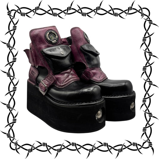 Vintage 90s New Rock neptuno pouch platform boots size 40