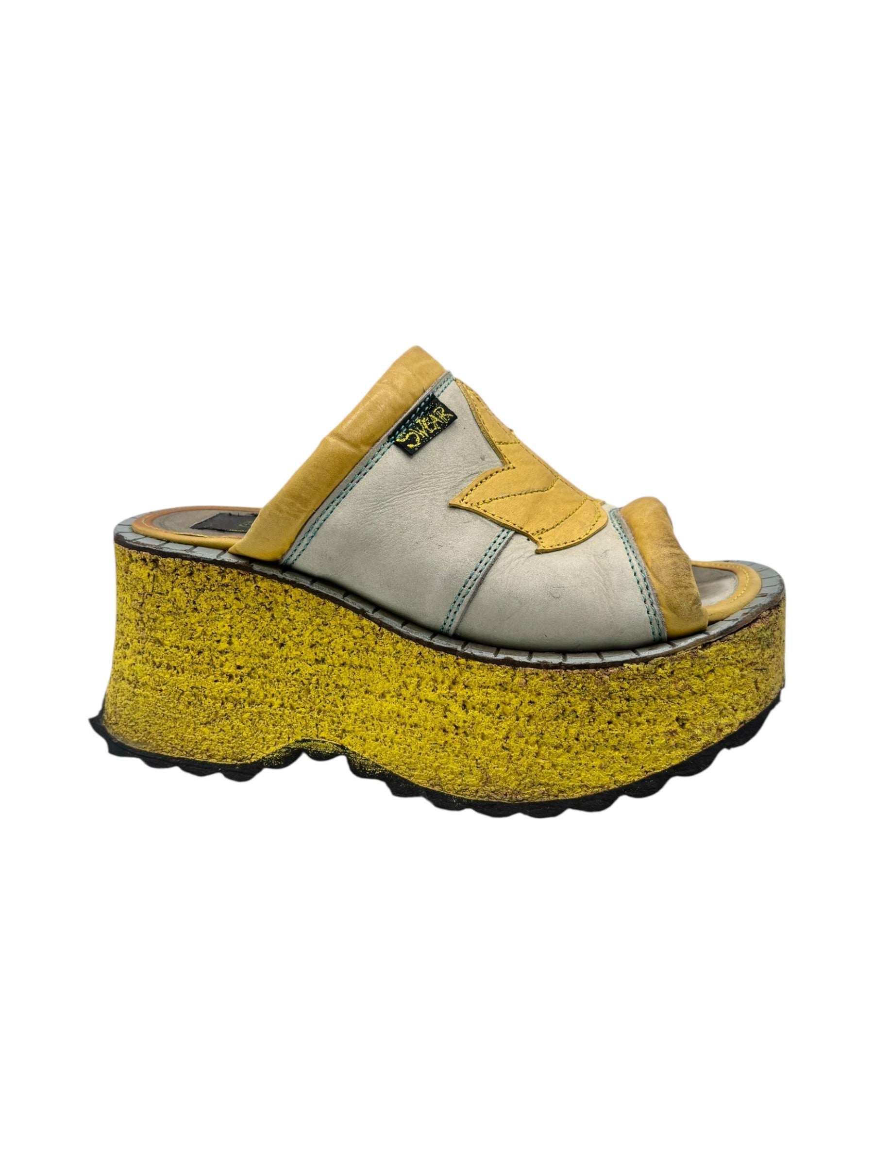 Vintage Swear London yellow platform sandals size 37
