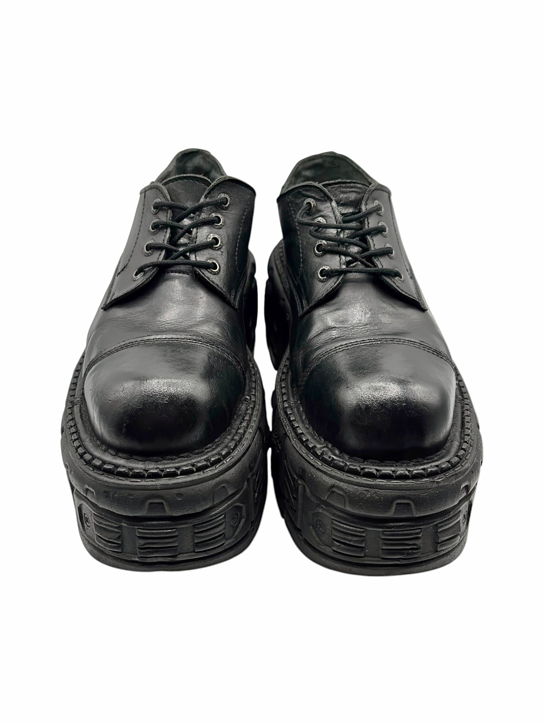 Vintage New Rock techno leather platform boots size 44