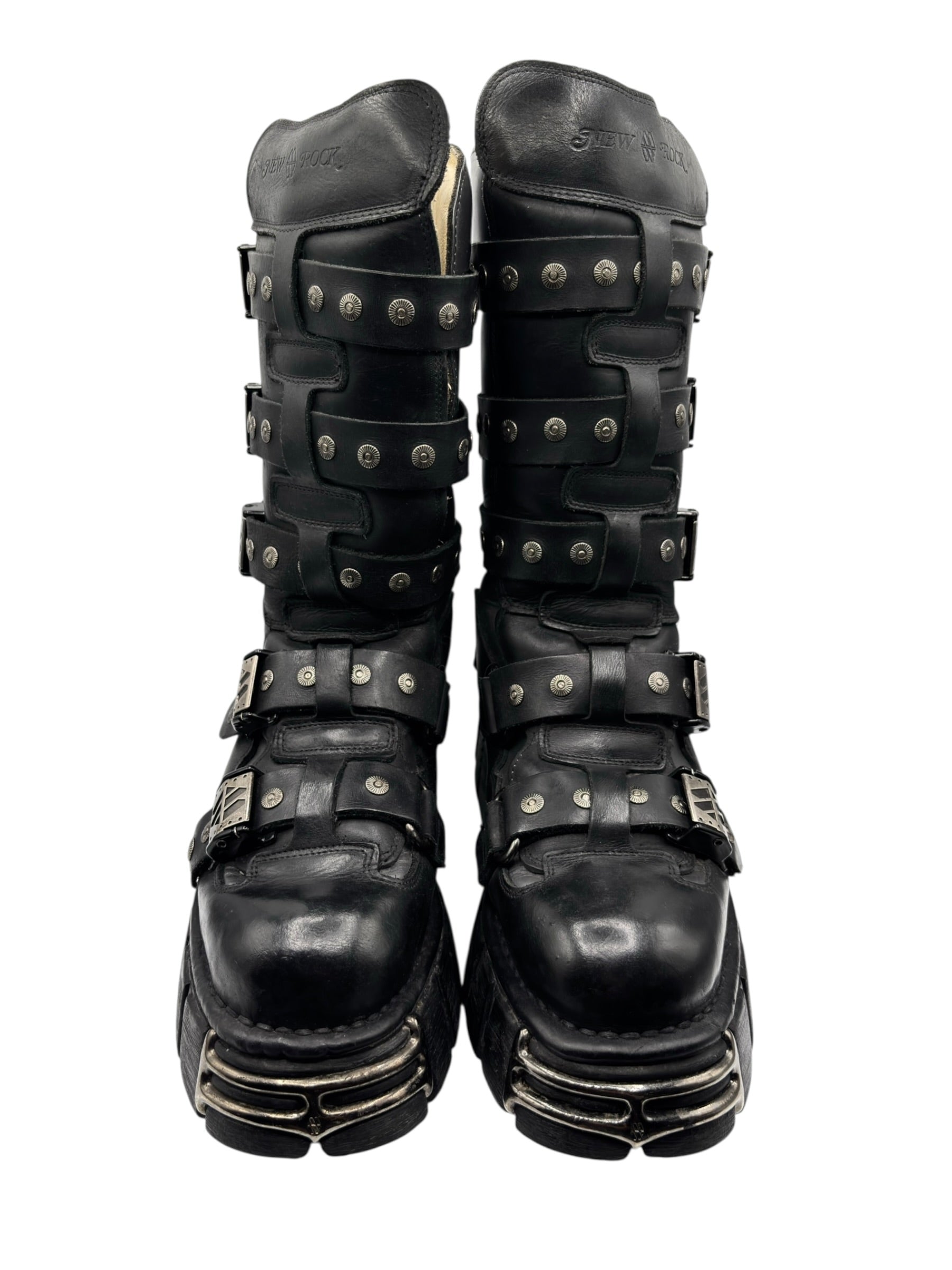 Vintage New Rock knee high studded platform boots size 43