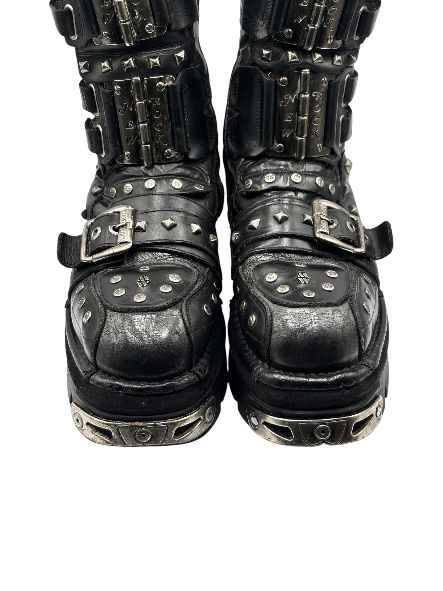 Vintage New Rock studded platform leather boots