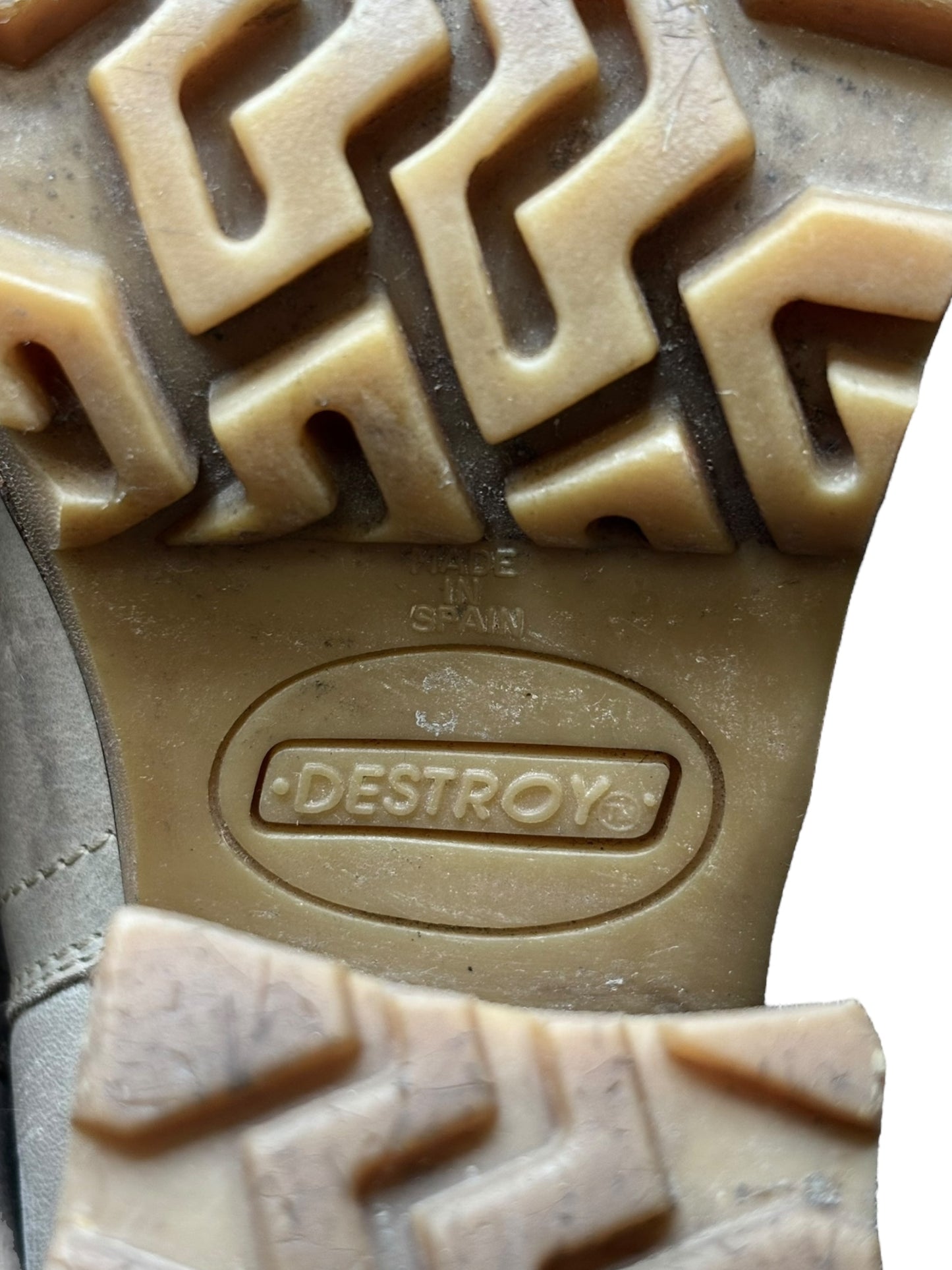 Beautiful vintage 90s Destroy ankle beige block platform boots size 36