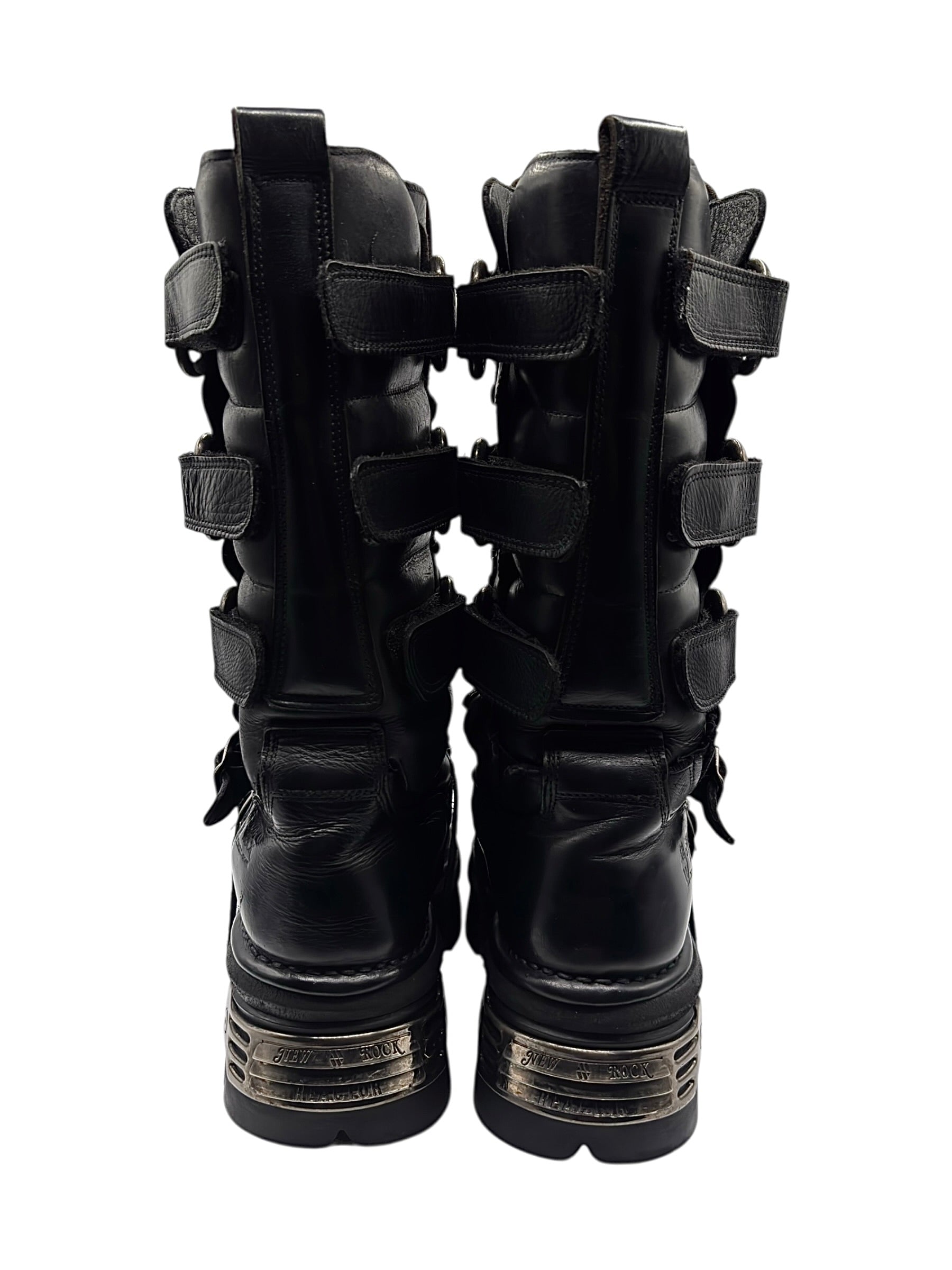 Vintage New Rock knee high reactor leather boots size 44