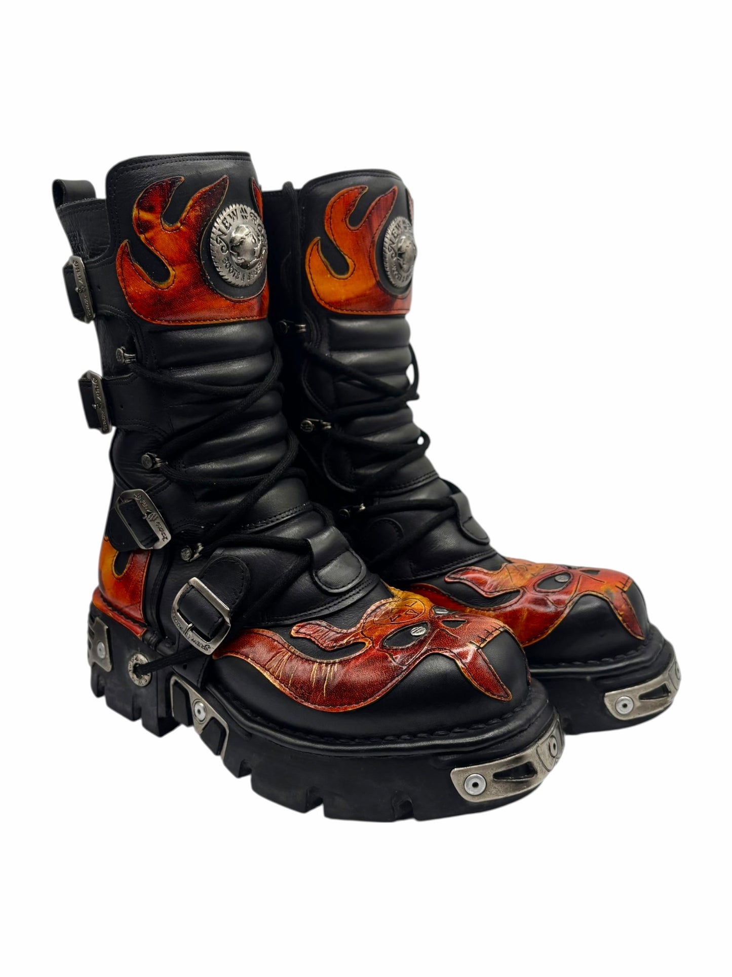 Vintage New Rock mid-calf flame reactor boots size 42