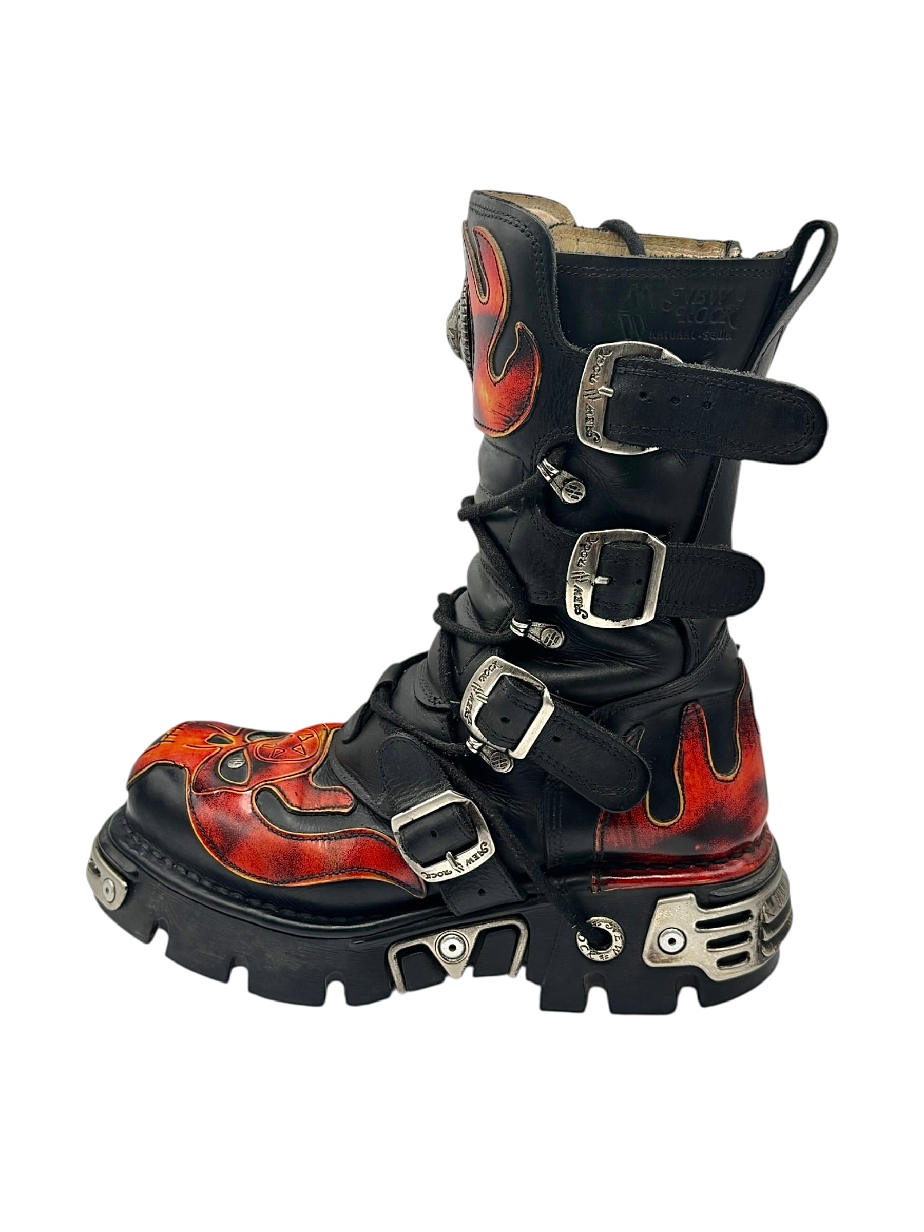 Vintage New Rock reactor flame boots size 38