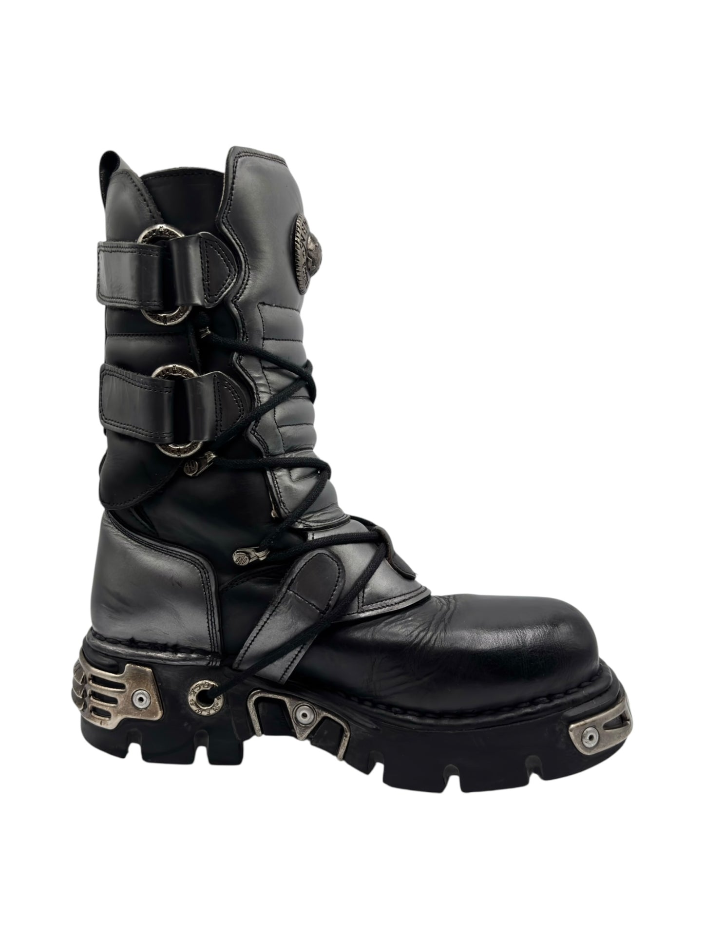 Vintage New Rock grey mid-calf reactor leather boots