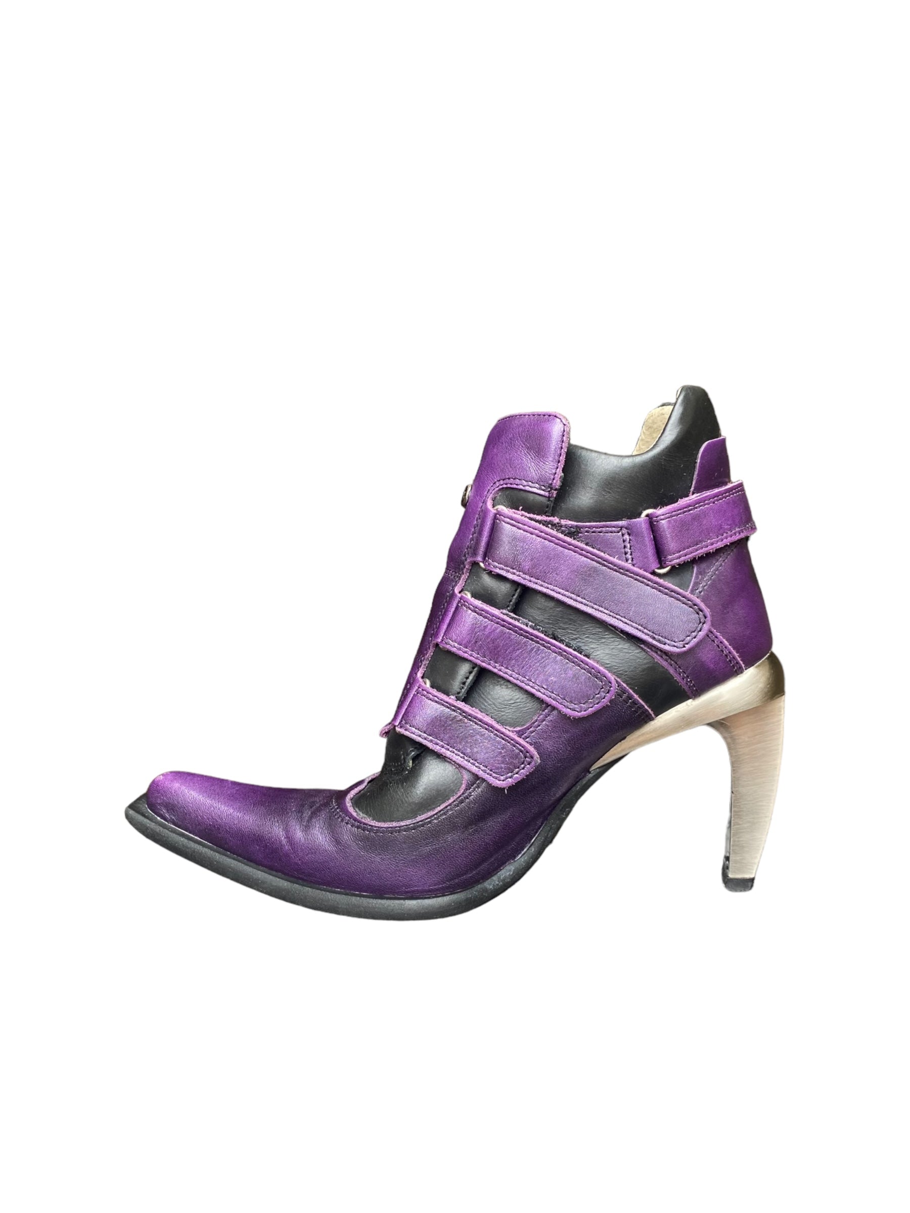 Rare vintage New Rock leather purple heels size 37