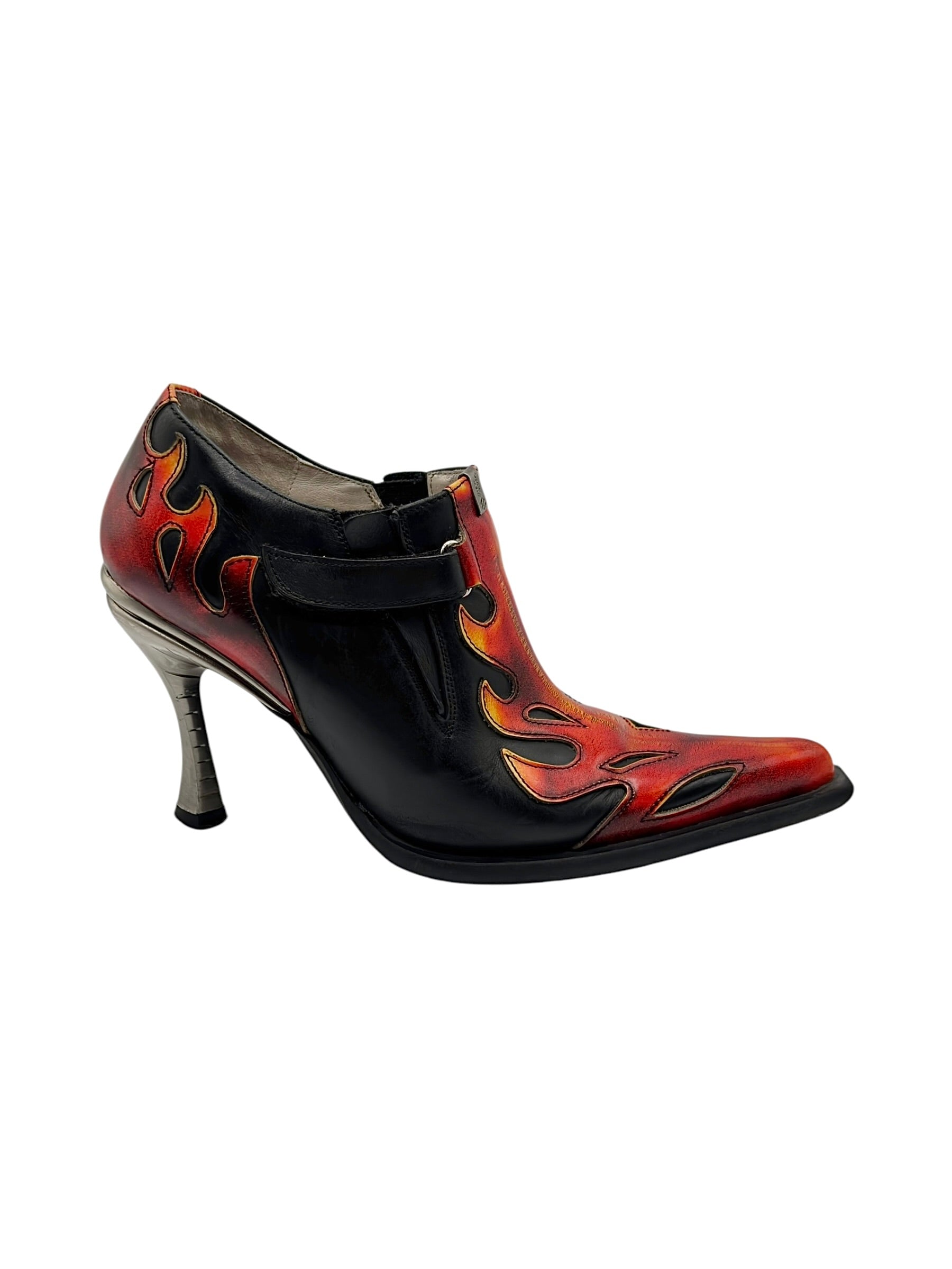 Vintage New Rock leather flame heels size 37