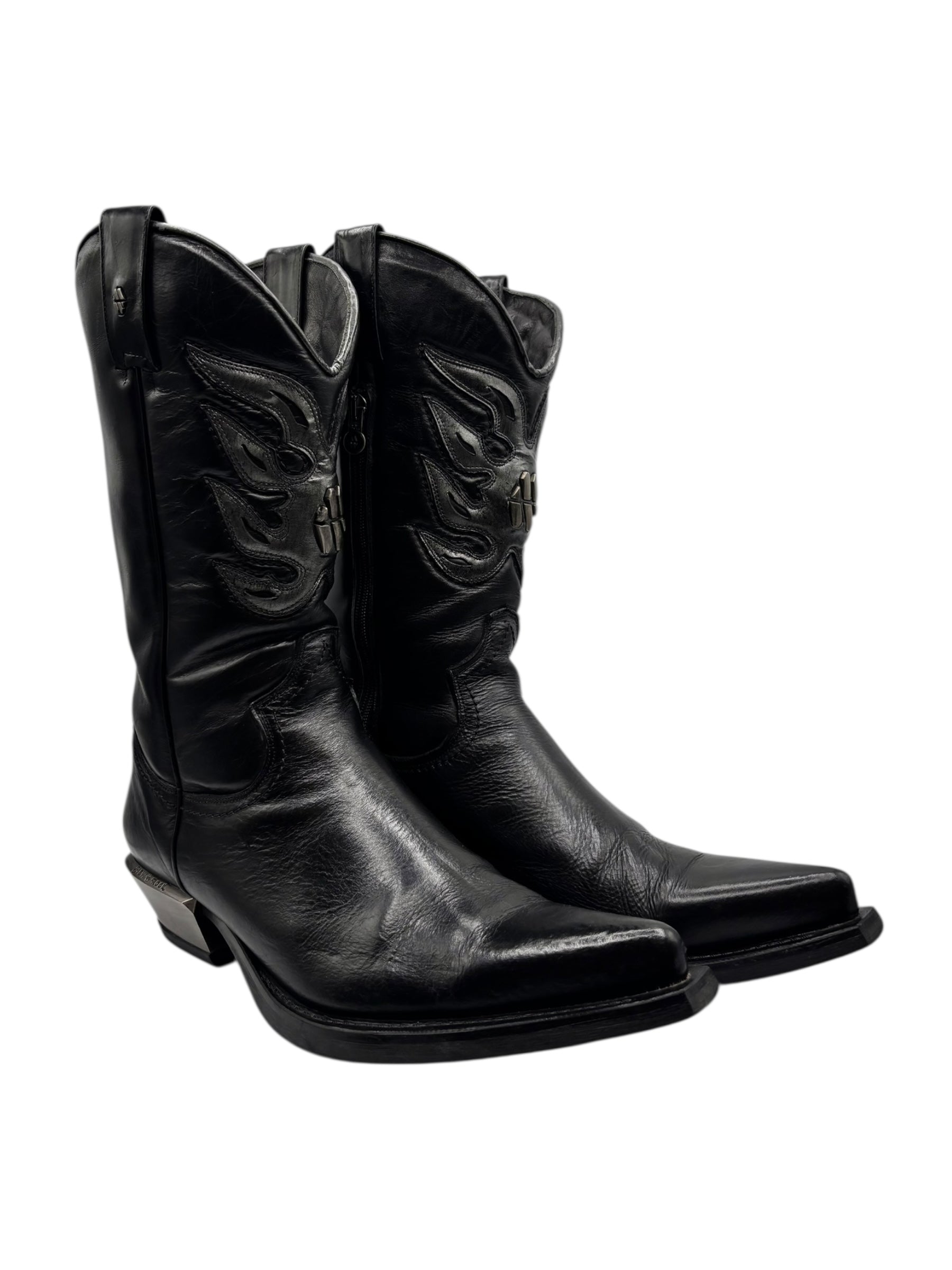 Beautiful vintage New Rock black leather cowboy boots size 44