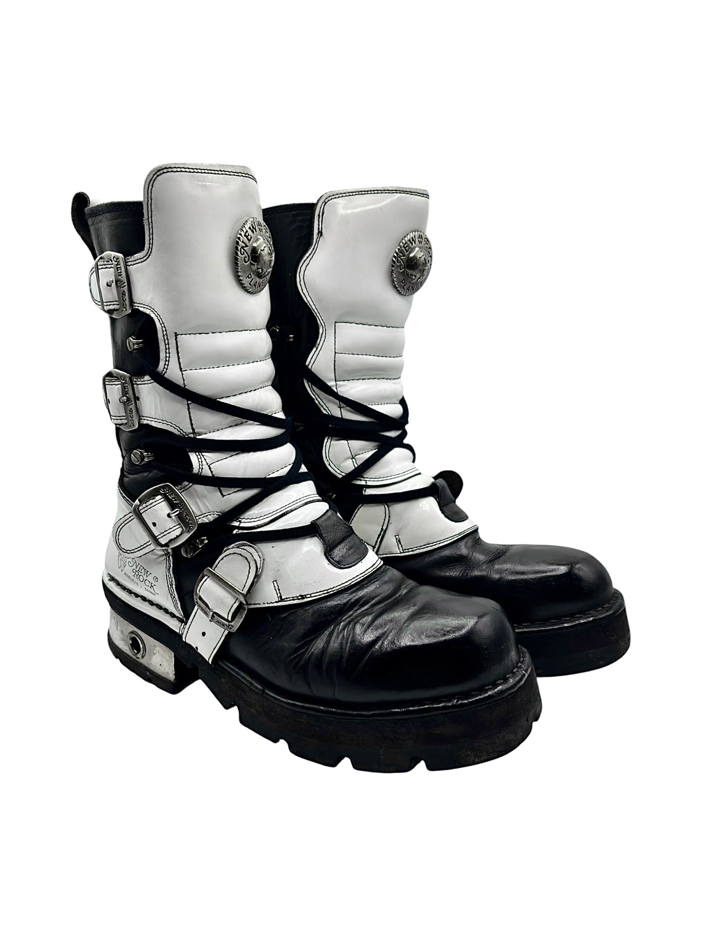 Vintage New Rock white black boots size 42