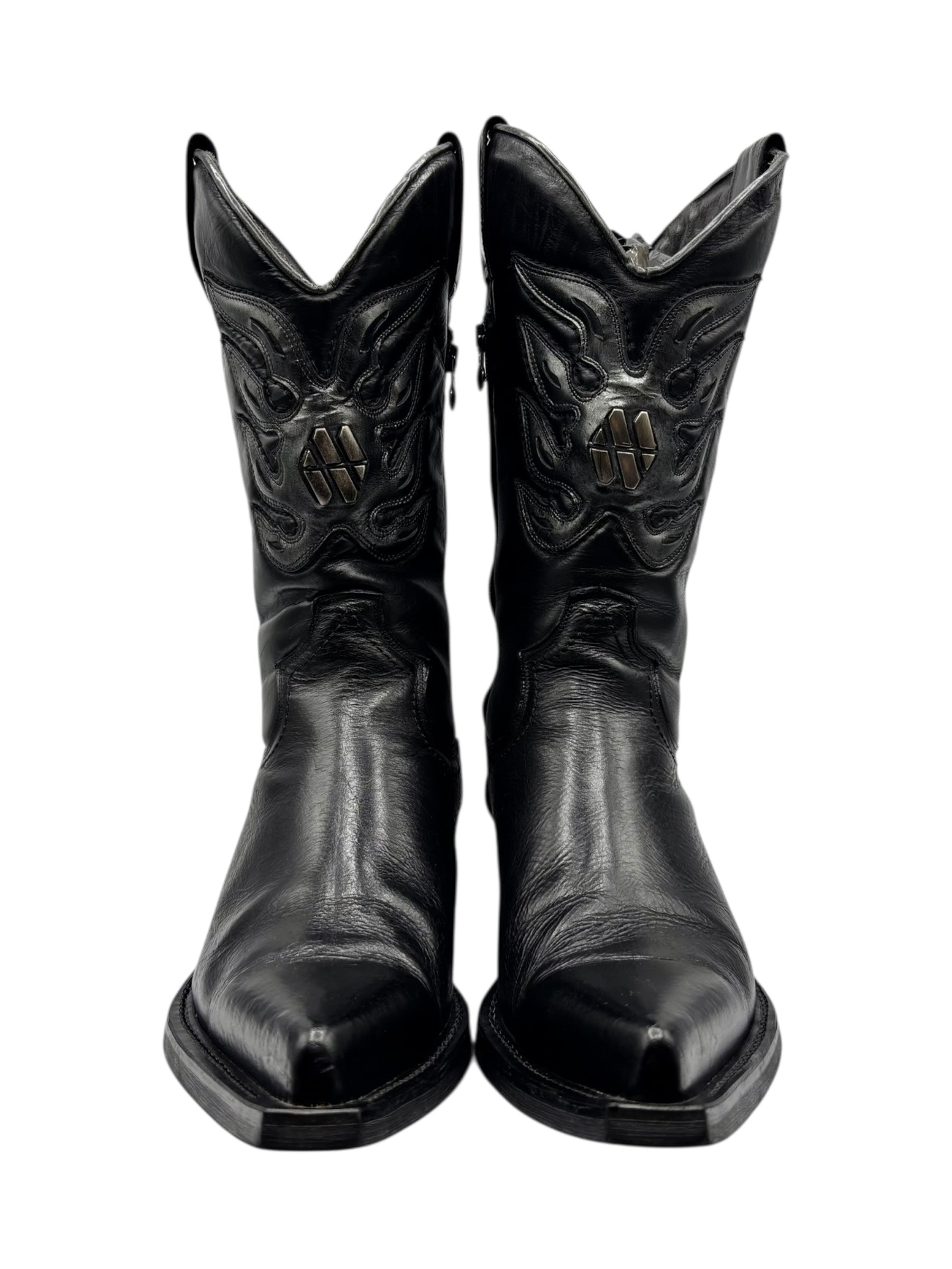 Beautiful vintage New Rock black leather cowboy boots size 44