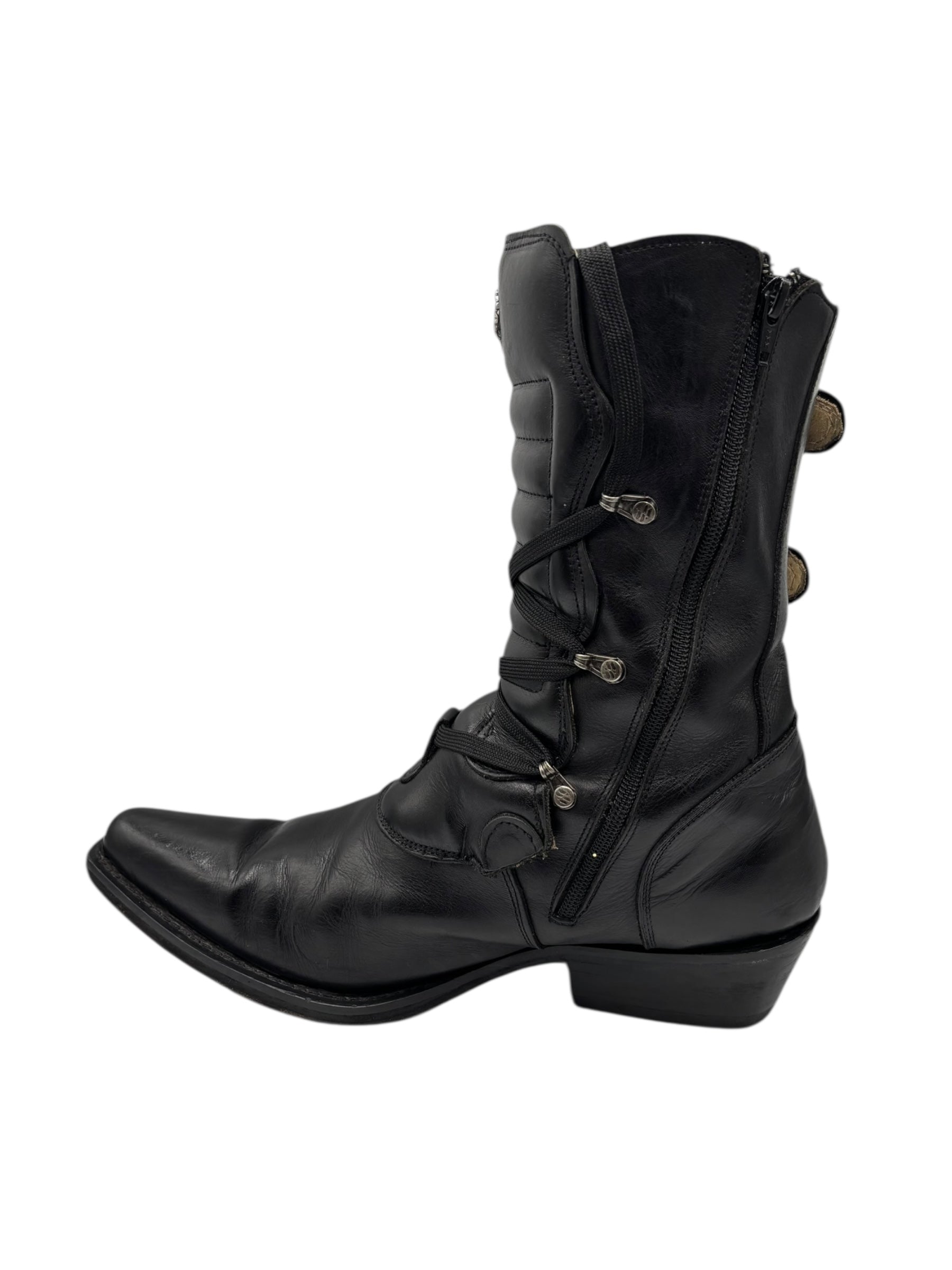 Beautiful vintage New Rock black leather cowboy boots size 44