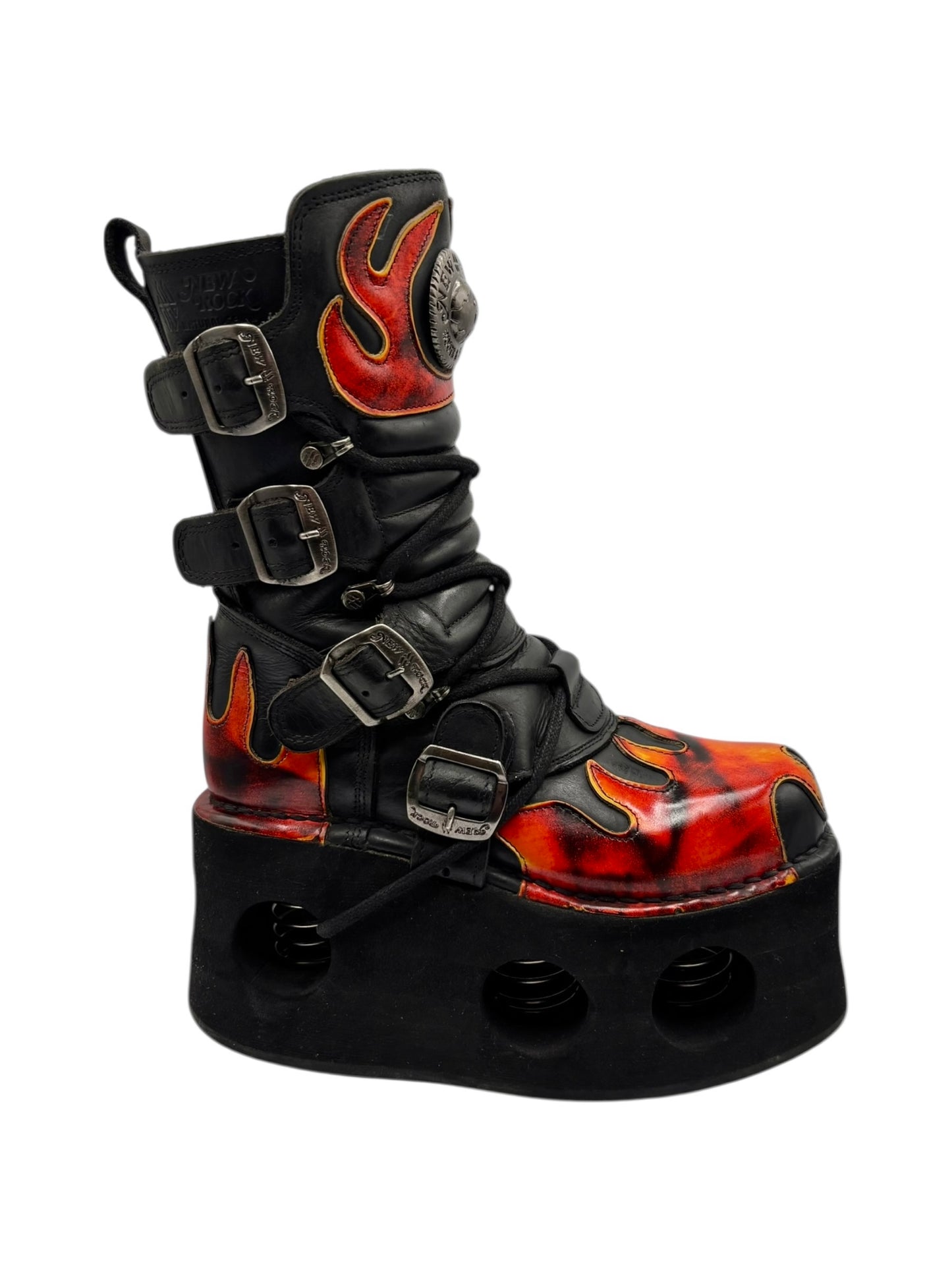 Vintage 90s New Rock flame neptuno platform boots size 38