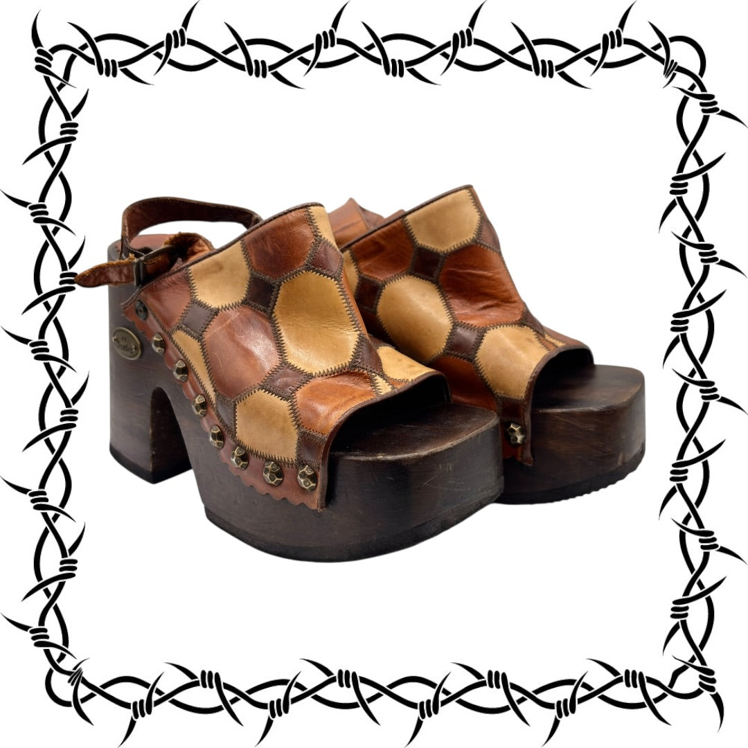 Vintage El Dantes block platform sandals size 38