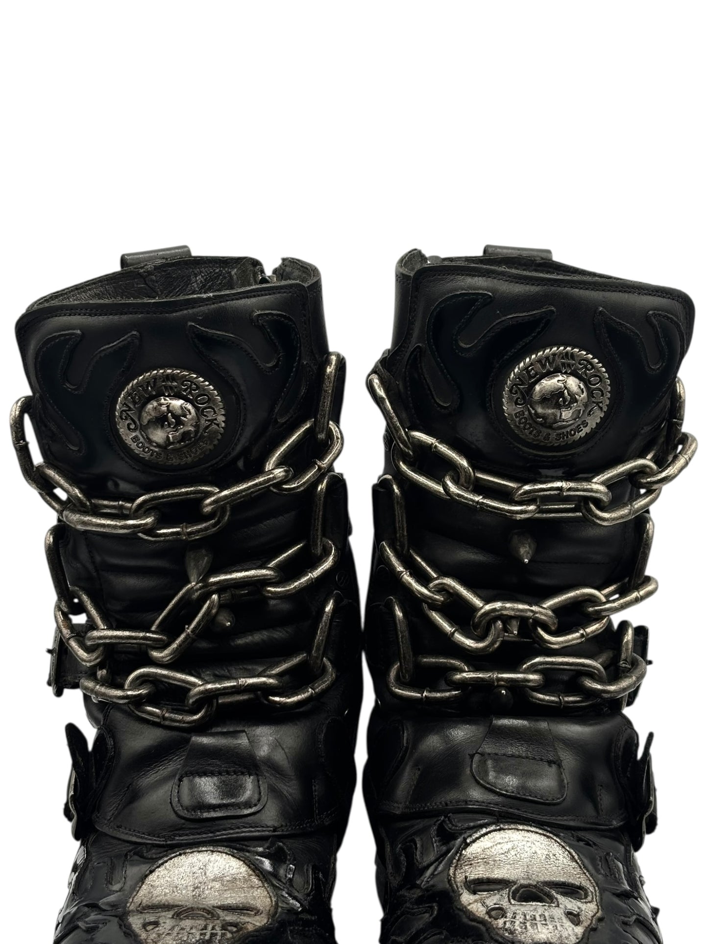 Vintage New Rock chained skull leather boots