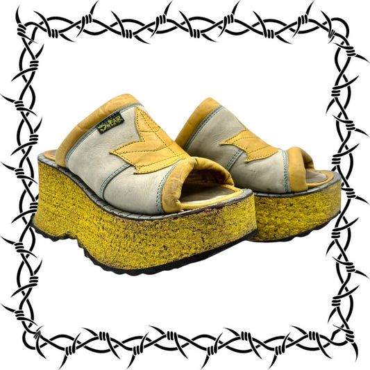 Vintage Swear London yellow platform sandals size 37