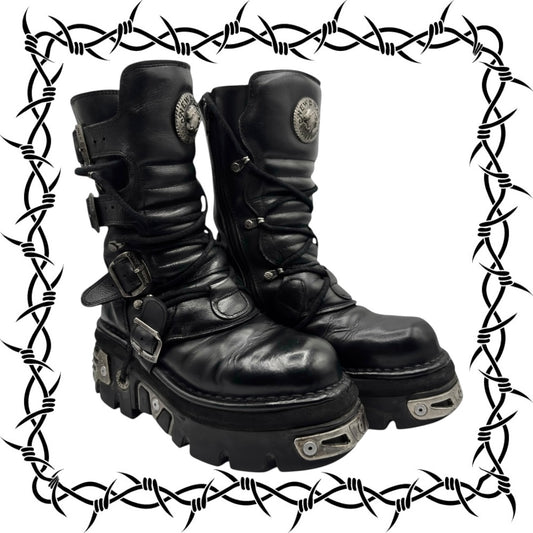 Vintage New Rock mid-calf leather reactor boots size 38