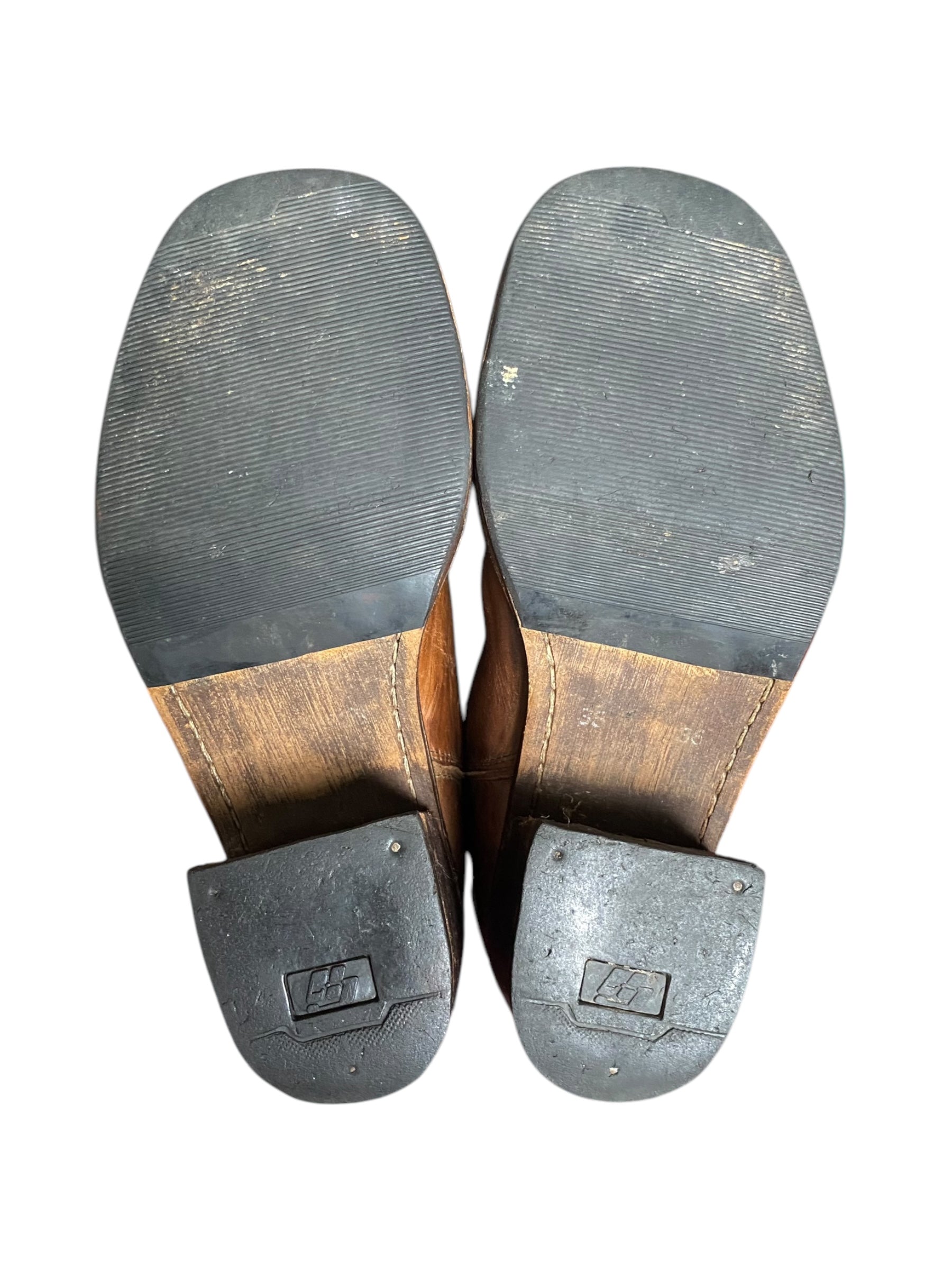 Vintage Destroy block platform leather boots size 36