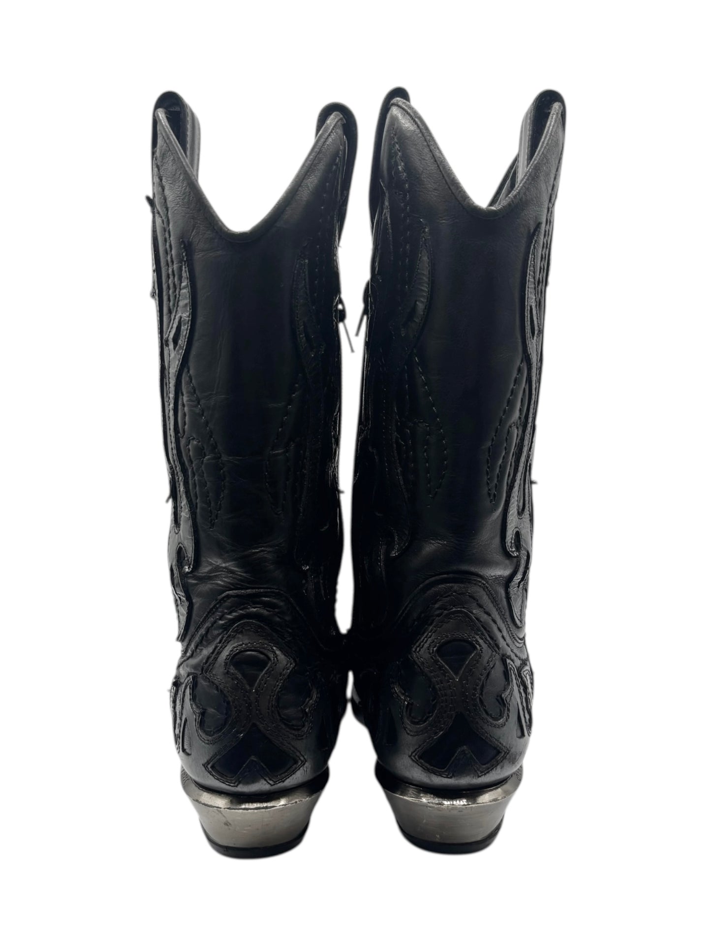 Beautiful vintage New Rock grey flame leather cowboy boots size 41