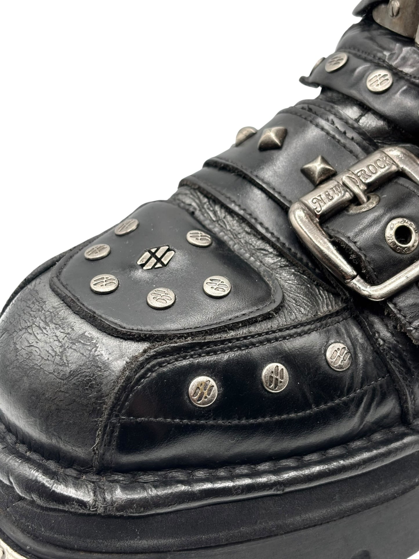 Vintage New Rock studded platform leather boots
