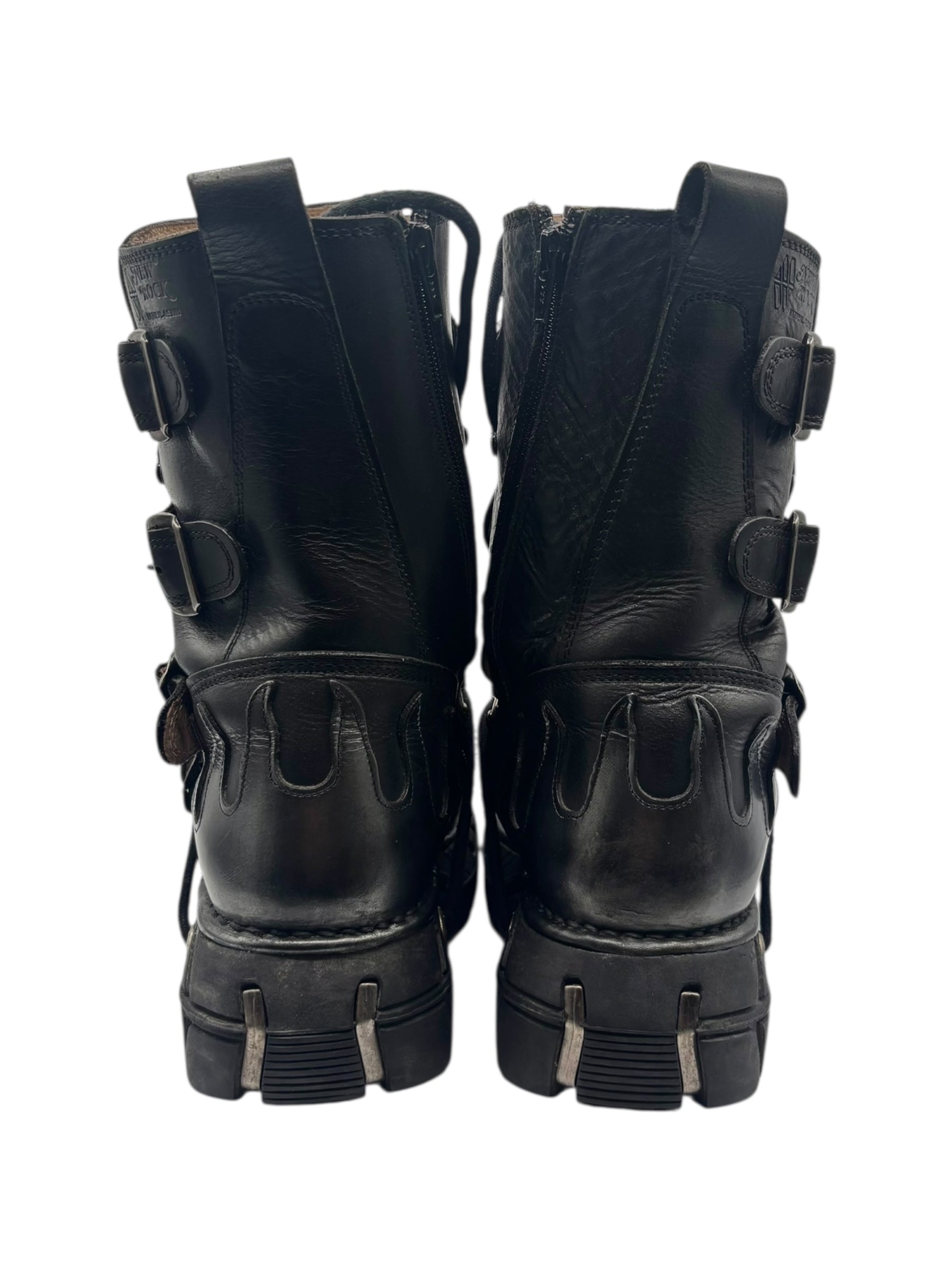 Vintage New Rock grey flame trailer platform boots size 42