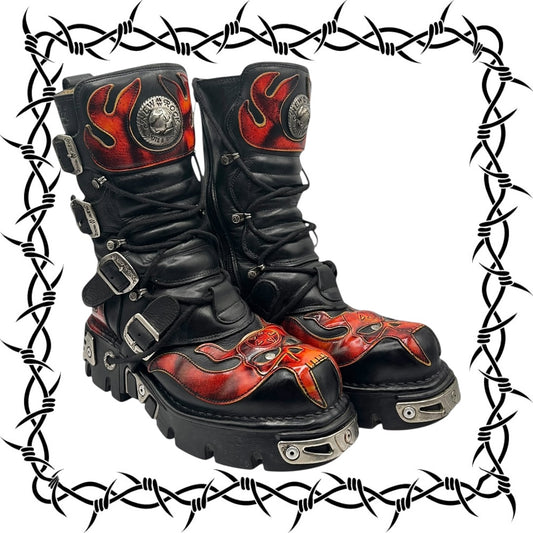 Vintage New Rock reactor flame boots size 38