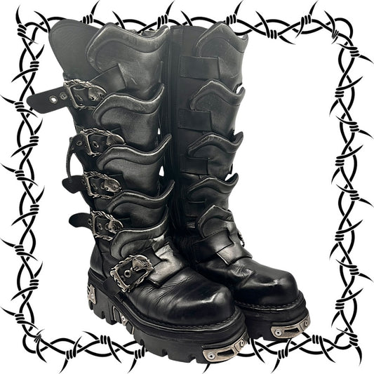 Vintage New Rock M.738 knee high dragon scale boots size 41