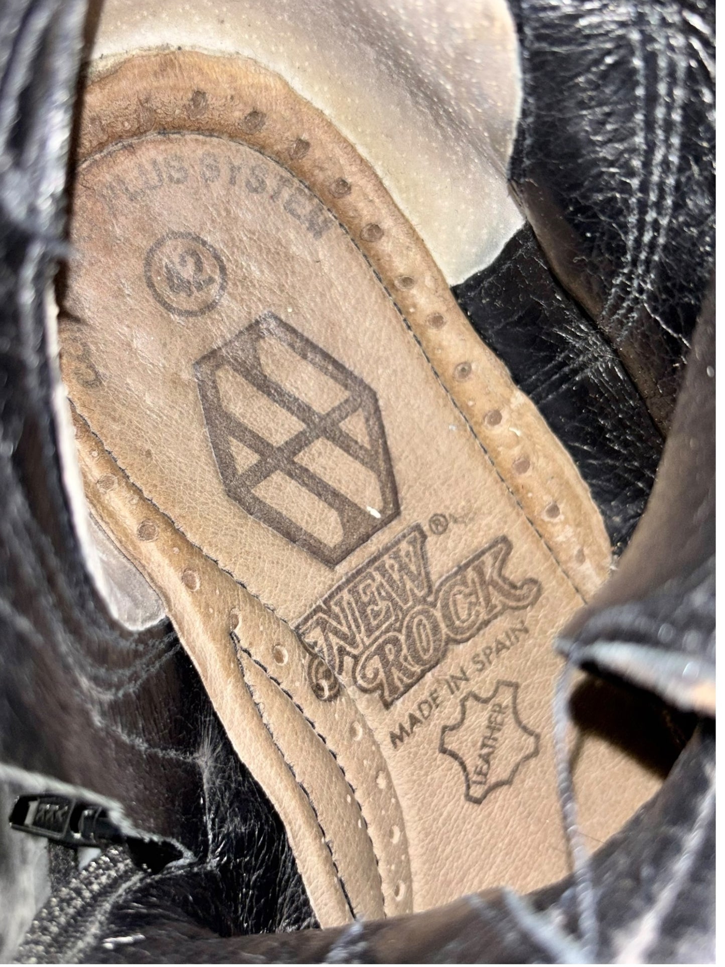 Vintage New Rock knee high leather cross boots size 42