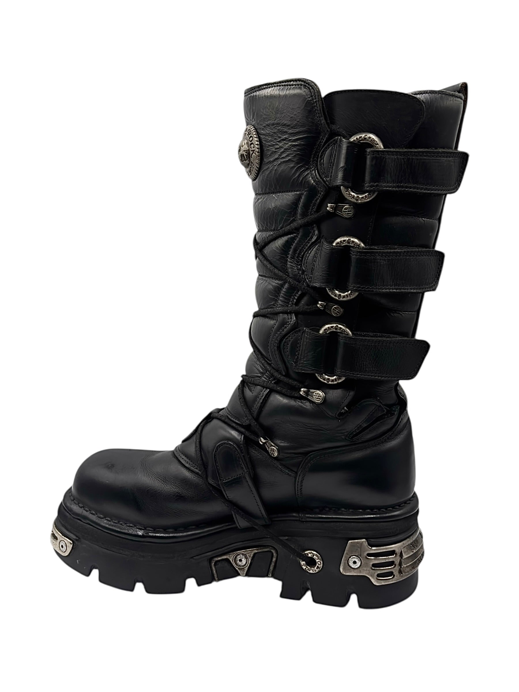 Vintage New Rock knee high reactor leather boots size 44