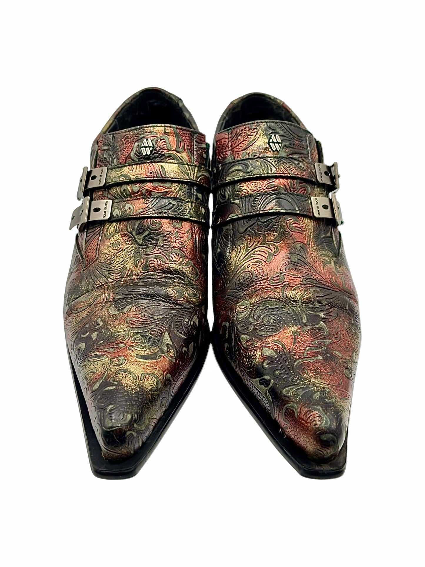 Vintage New Rock patterned leather cowboy boots. size 42