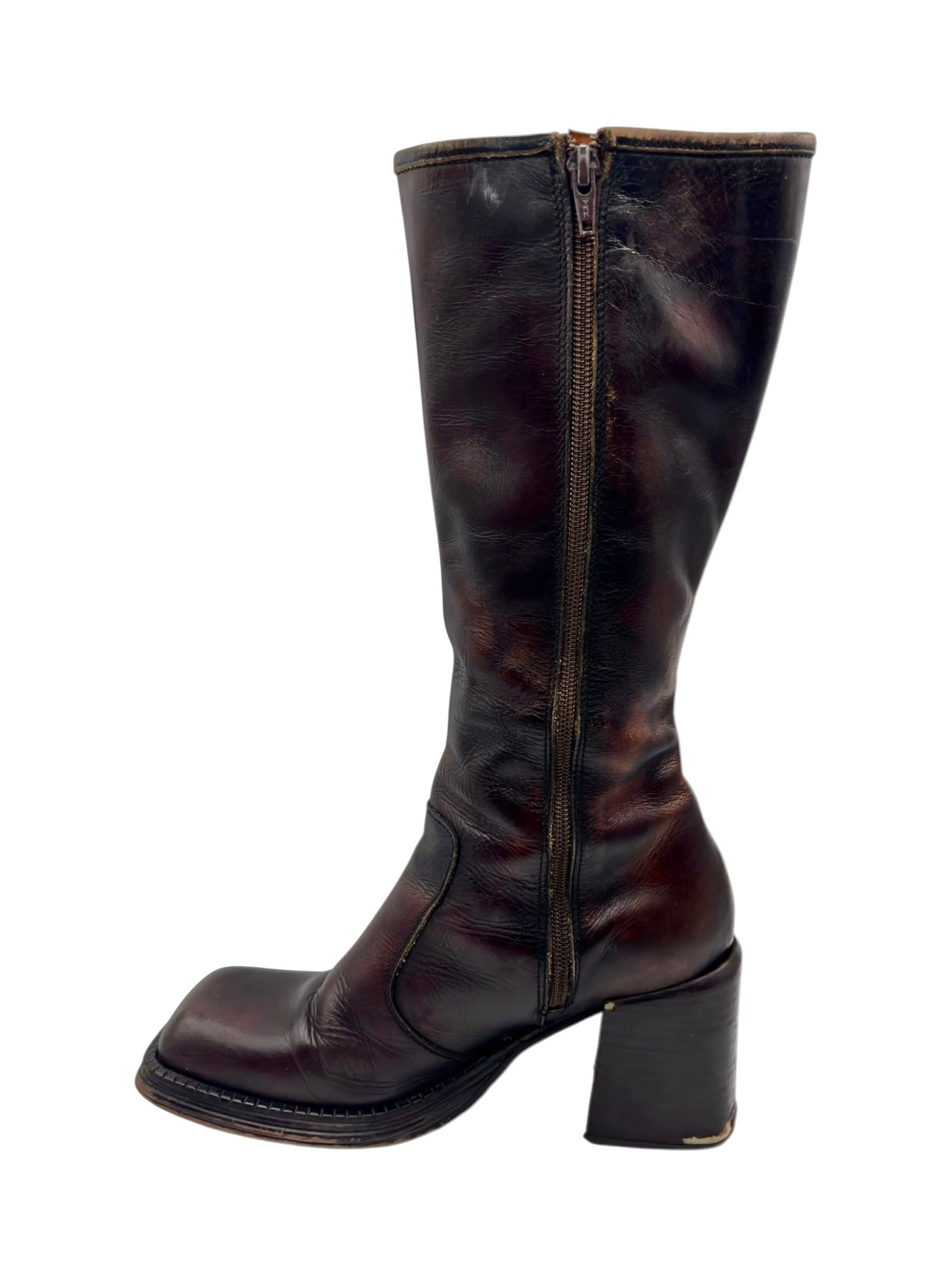 Beautiful vintage El Dantes brown leather boots size 38