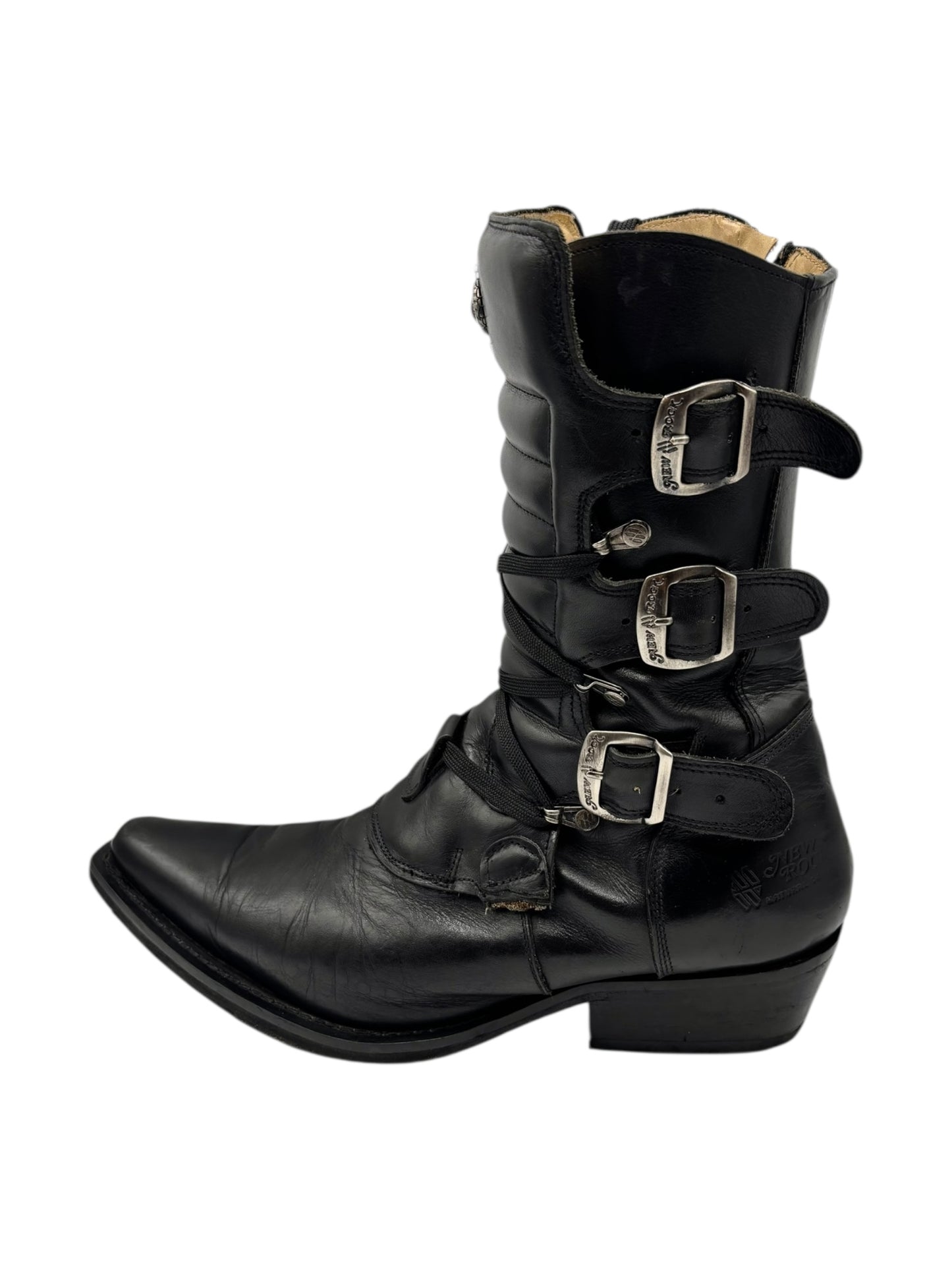 Beautiful vintage New Rock black leather cowboy boots size 44