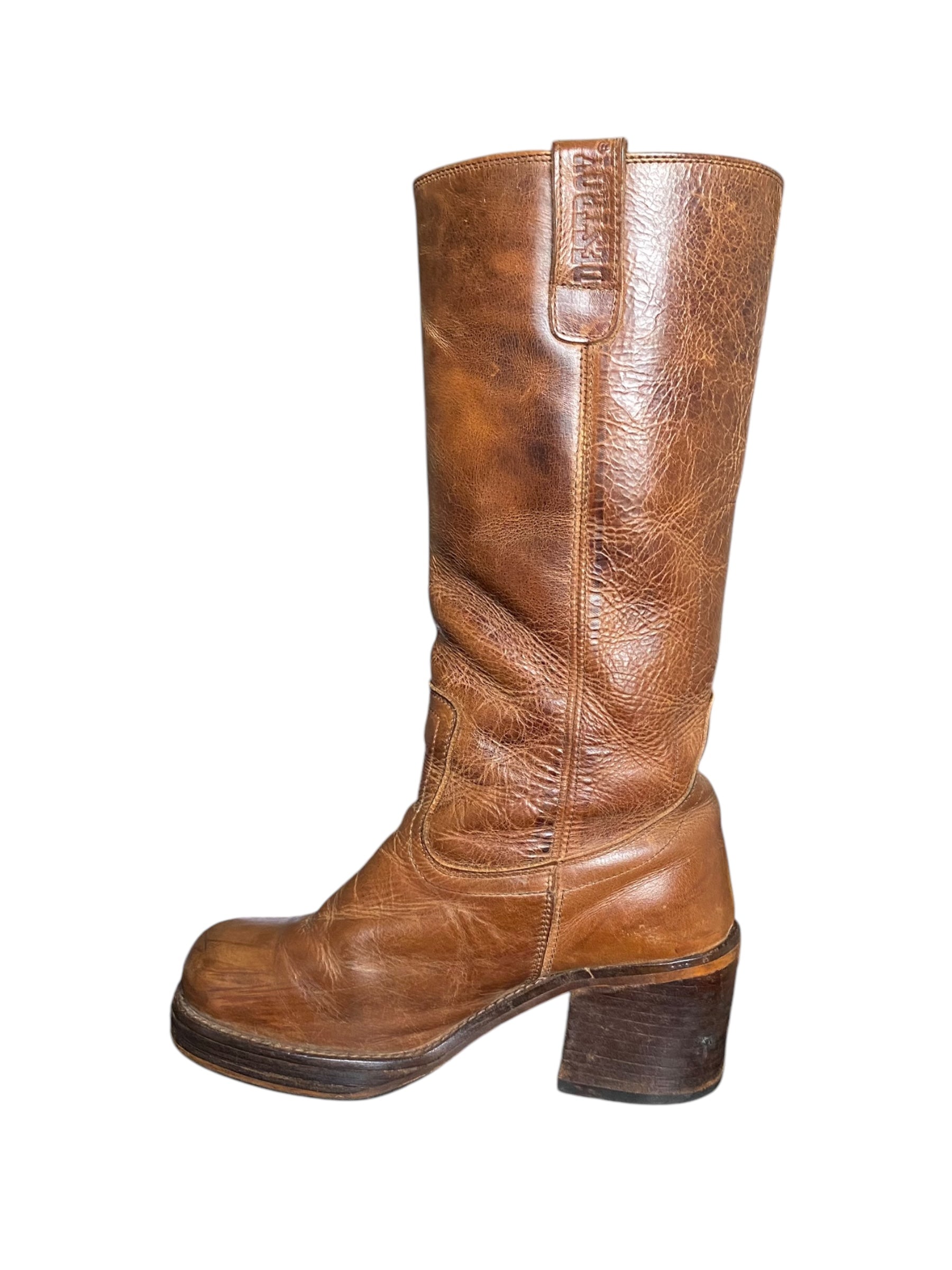 Vintage Destroy block platform leather boots size 36