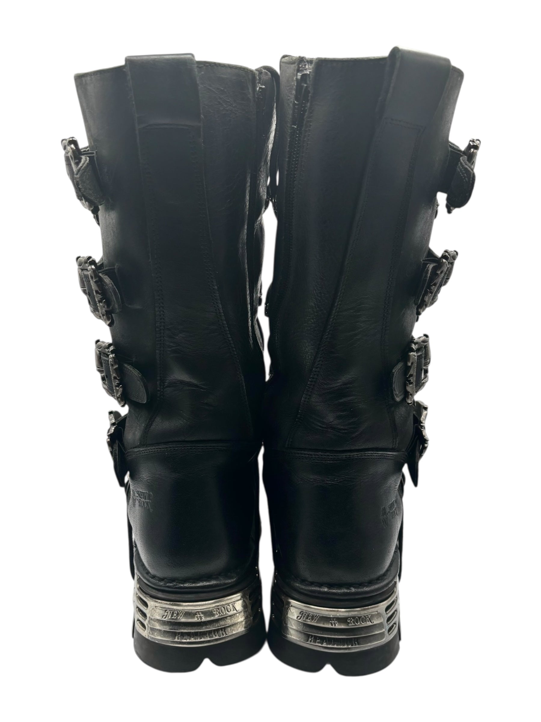 Vintage New Rock knee high leather cross boots size 46