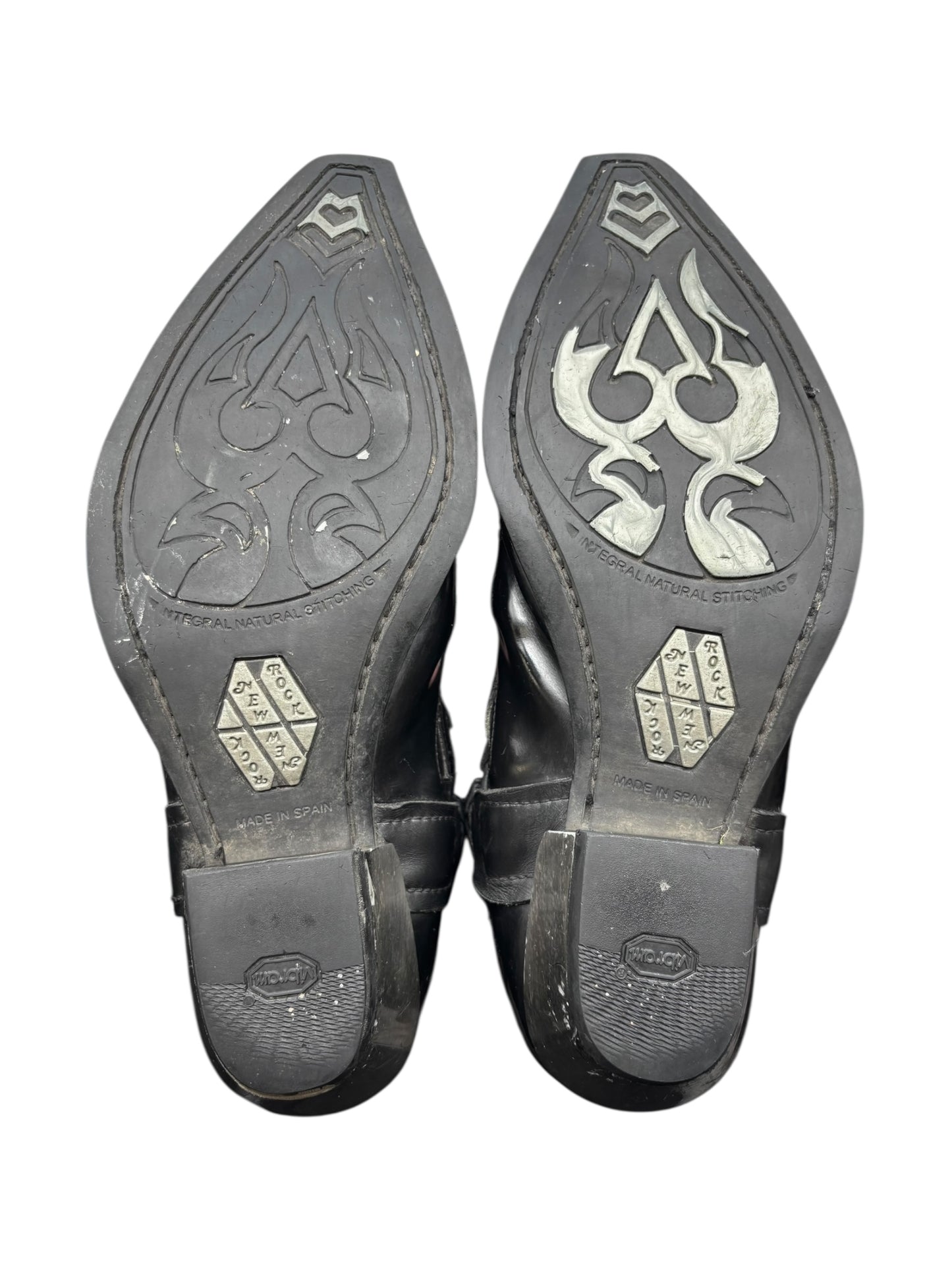 Vintage New Rock black leather cowboy boots size 45